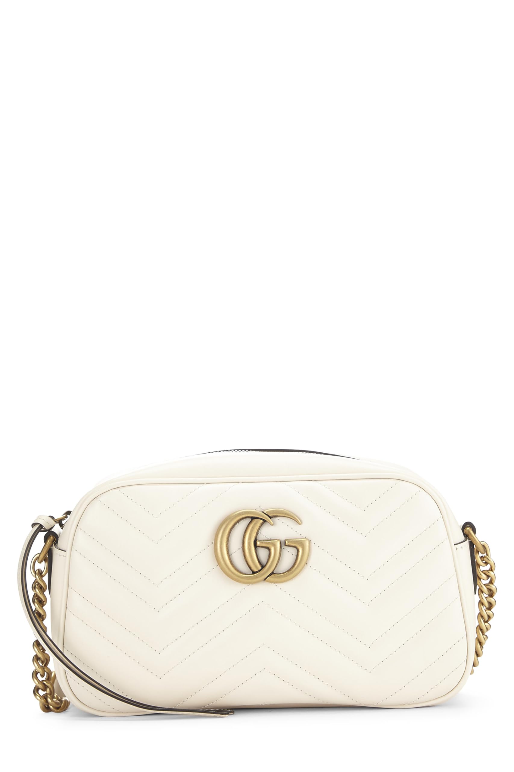 Gucci,  White Leather Gucci Marmont Crossbody Small, White