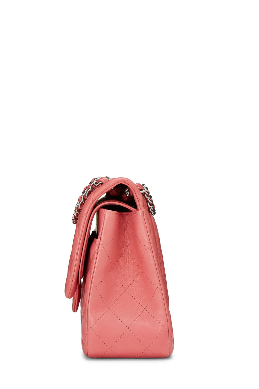 Chanel,  Pink Quilted Lambskin New Classic Double Flap Jumbo, Pink