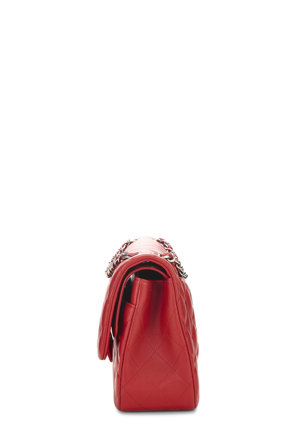 Chanel,  Red Quilted Lambskin New Classic Double Flap Jumbo, Red