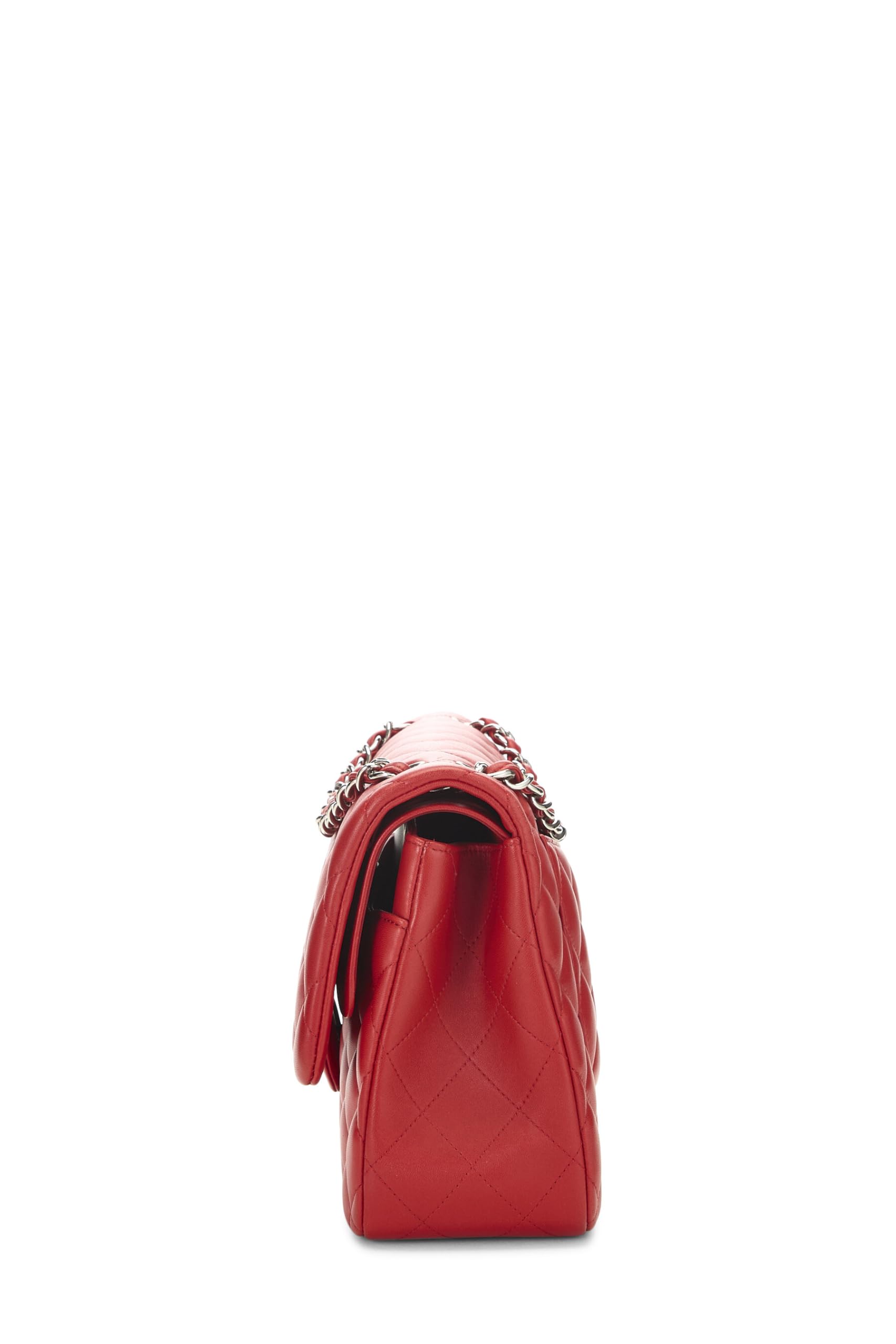 Chanel,  Red Quilted Lambskin New Classic Double Flap Jumbo, Red