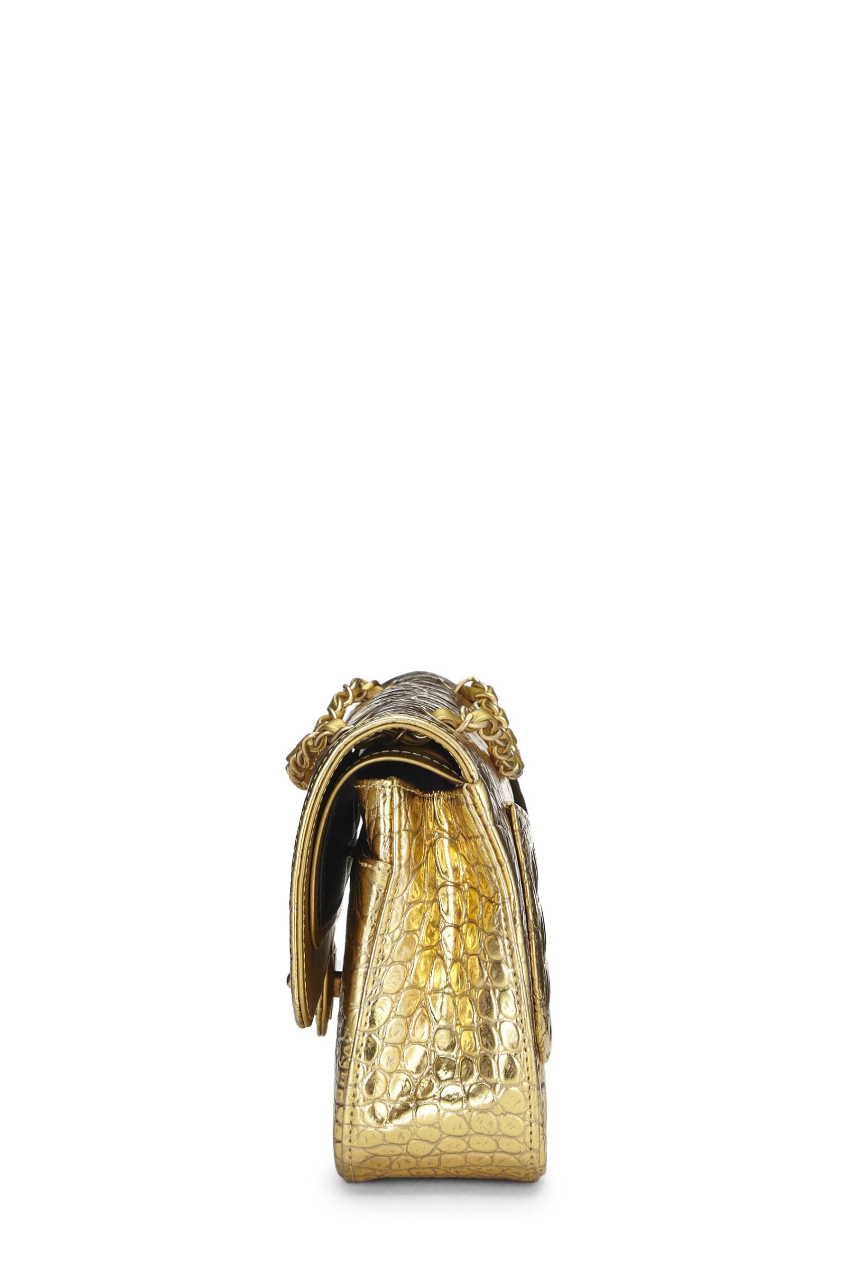 Chanel,  Gold Embossed Classic Double Flap Small, Gold