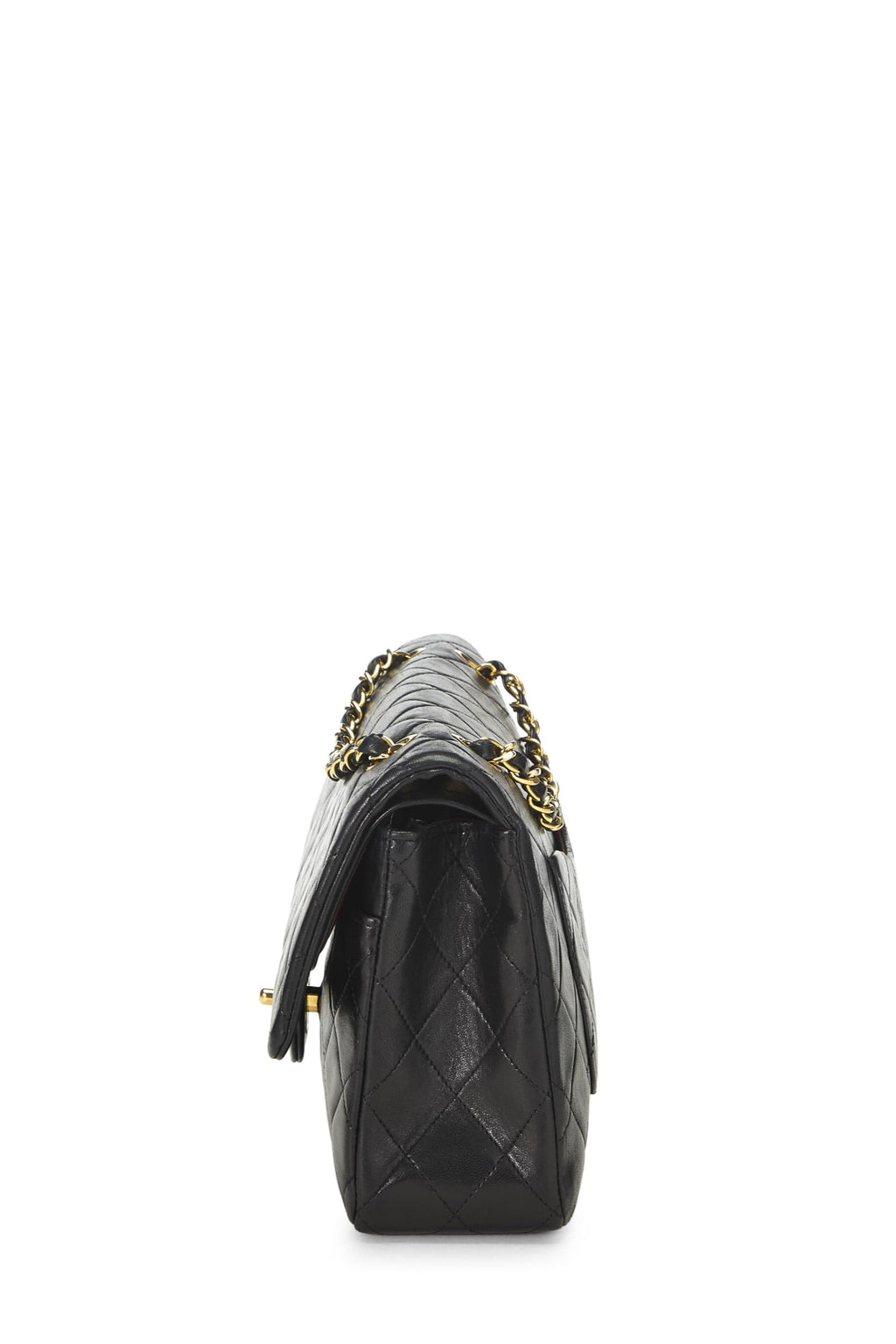 Chanel,  Black Quilted Lambskin Classic Double Flap Medium, Black