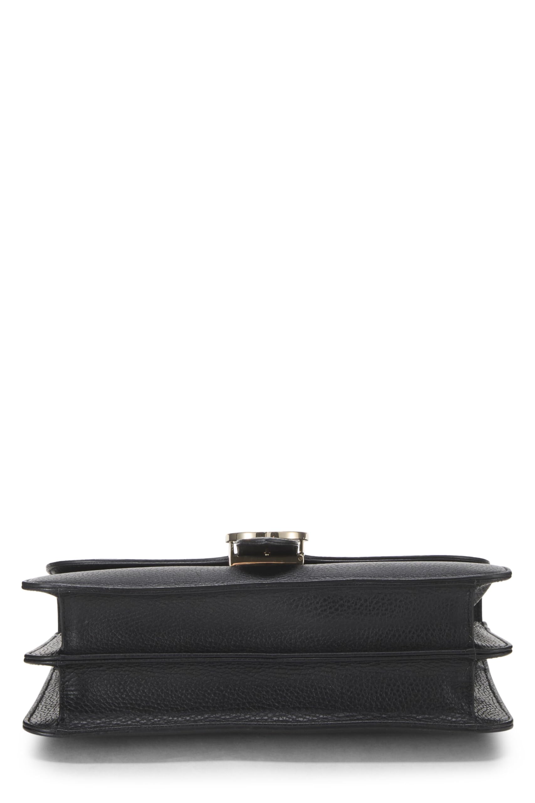 Gucci,  Black Leather Interlocking Shoulder Bag Large, Black