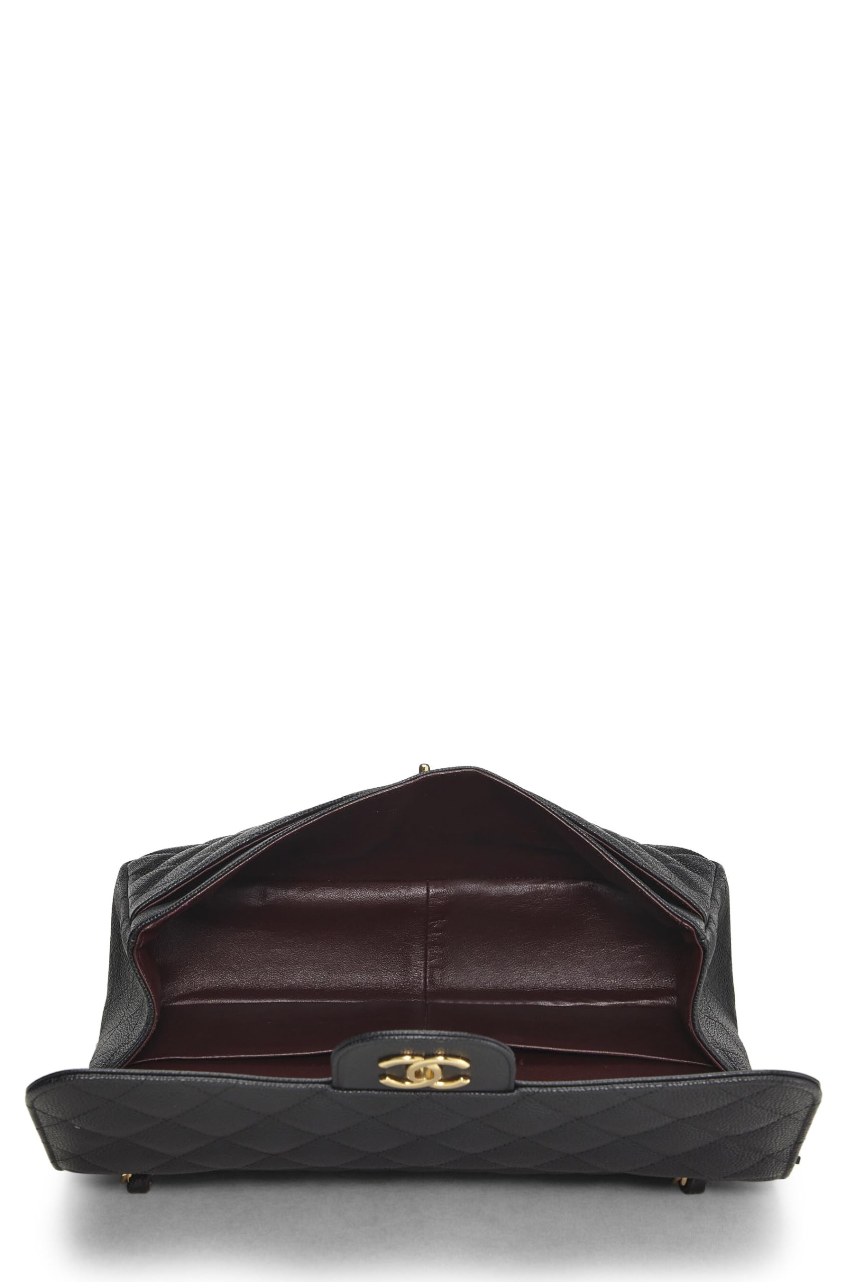 Chanel,  Black Quilted Caviar New Classic Double Flap Jumbo, Black