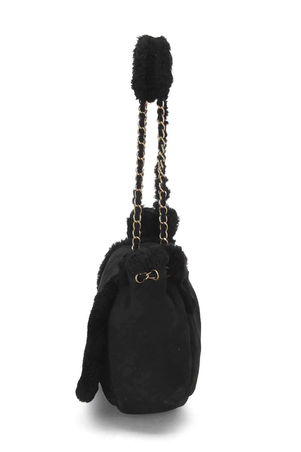 Chanel,  Black Shearling Shoulder Bag Small, Black