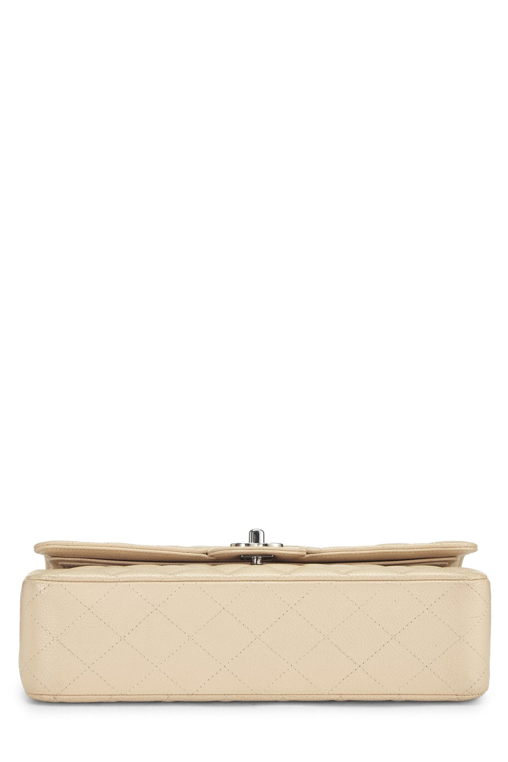 Chanel,  Beige Quilted Caviar Classic Double Flap Medium, Beige