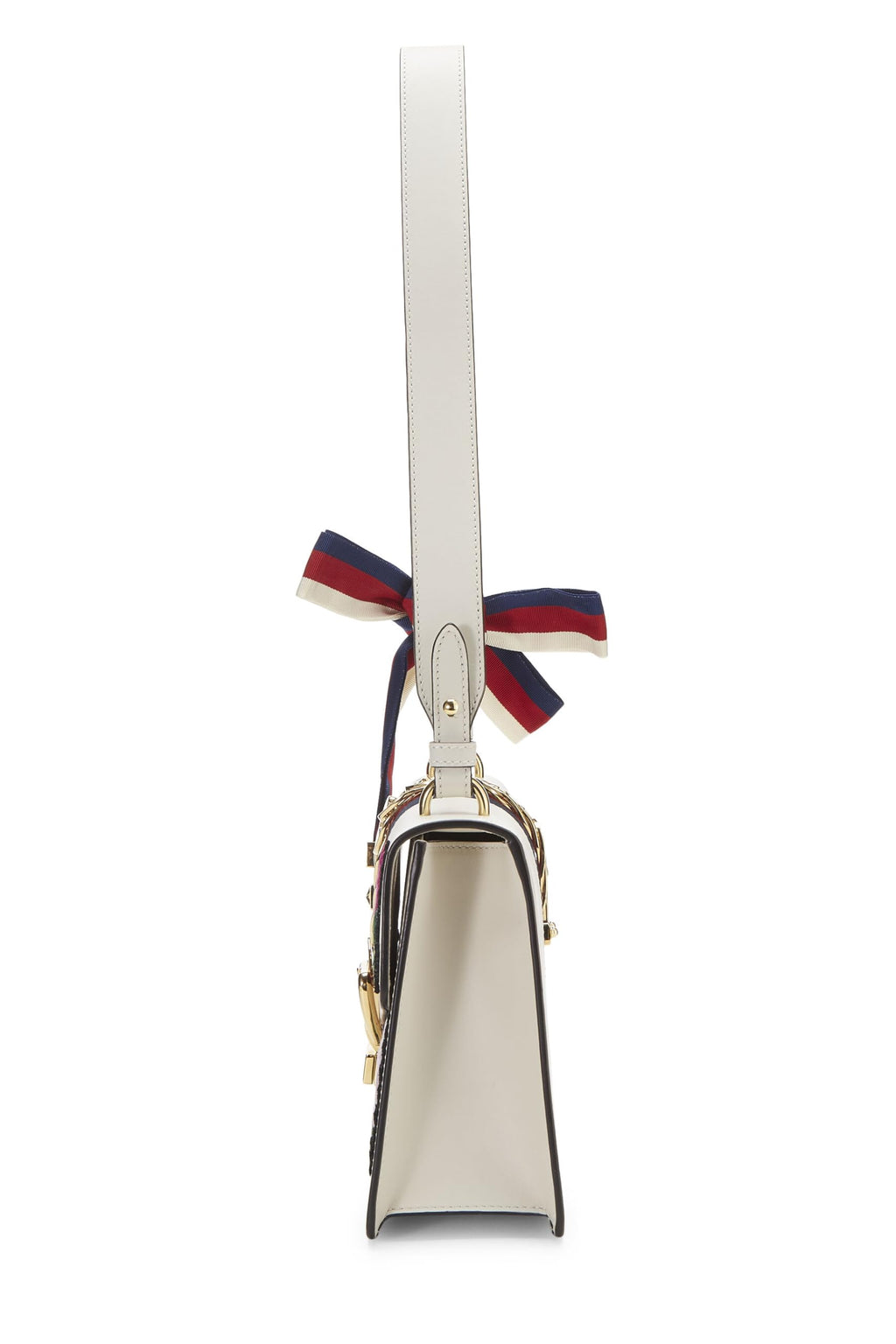 Gucci,  White Floral Embroidered Leather SyLouis Vuittonie Shoulder Bag Small, White