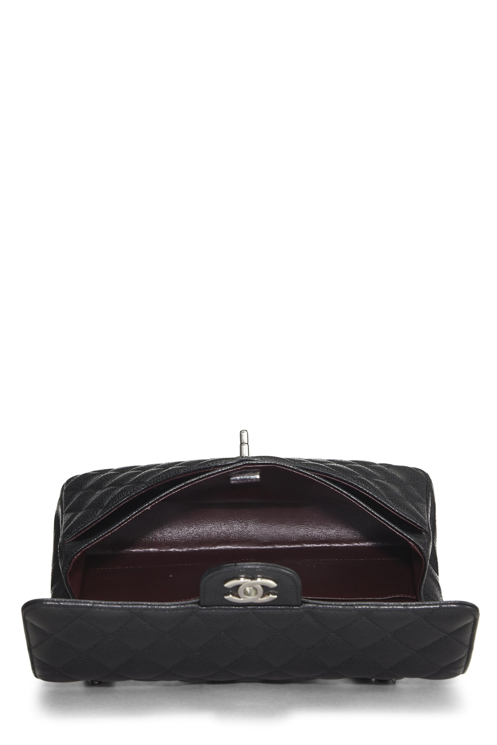 Chanel,  Black Quilted Caviar Classic Double Flap Medium, Black