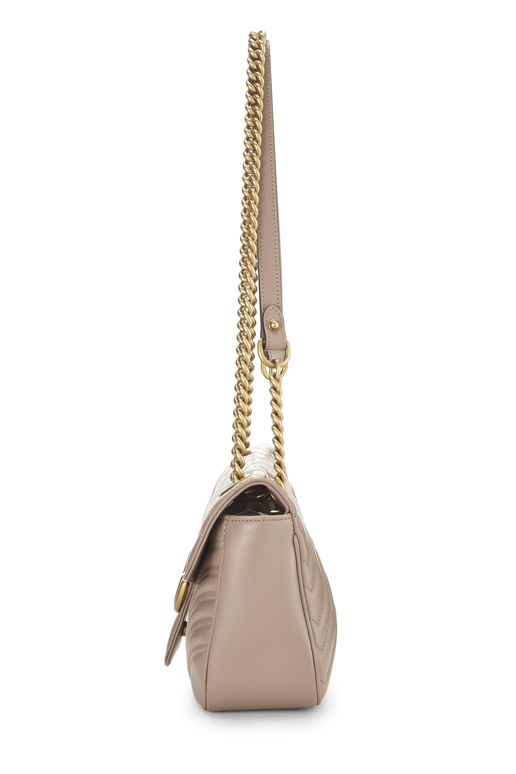 Gucci,  Beige Leather GG Marmont Shoulder Bag Small, Beige