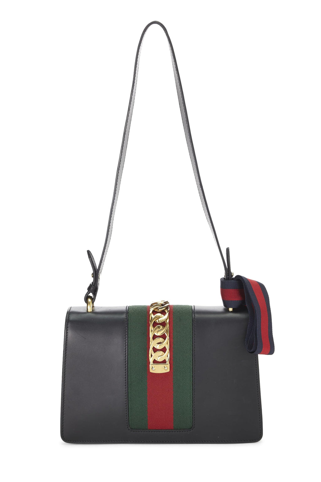 Gucci,  Black Leather Web SyLouis Vuittonie Shoulder Small, Black