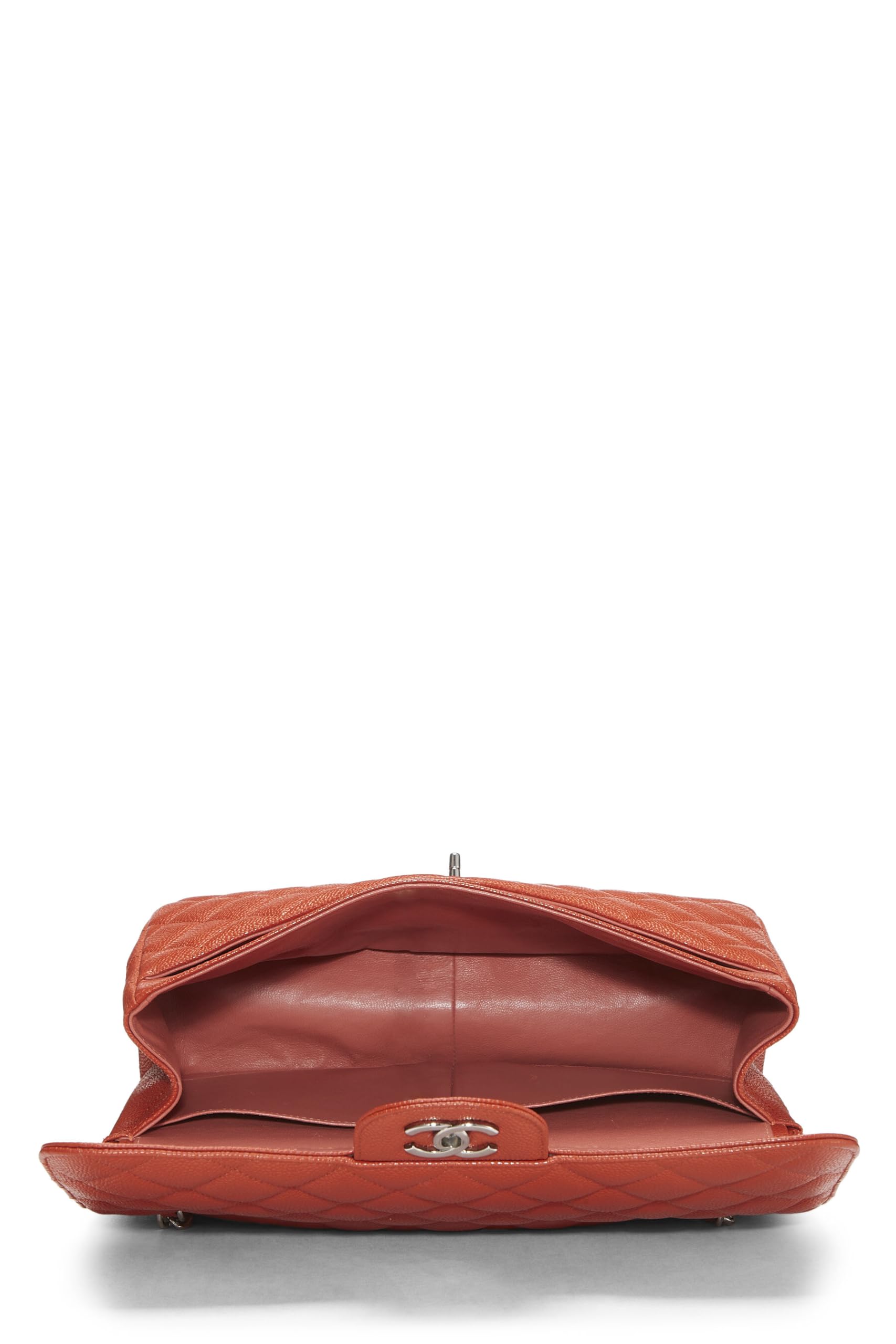 Chanel,  Orange Quilted Caviar New Classic Double Flap Jumbo, Orange