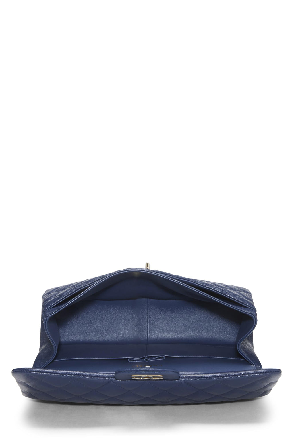 Chanel,  Navy Quilted Caviar New Classic Double Flap Jumbo, Navy