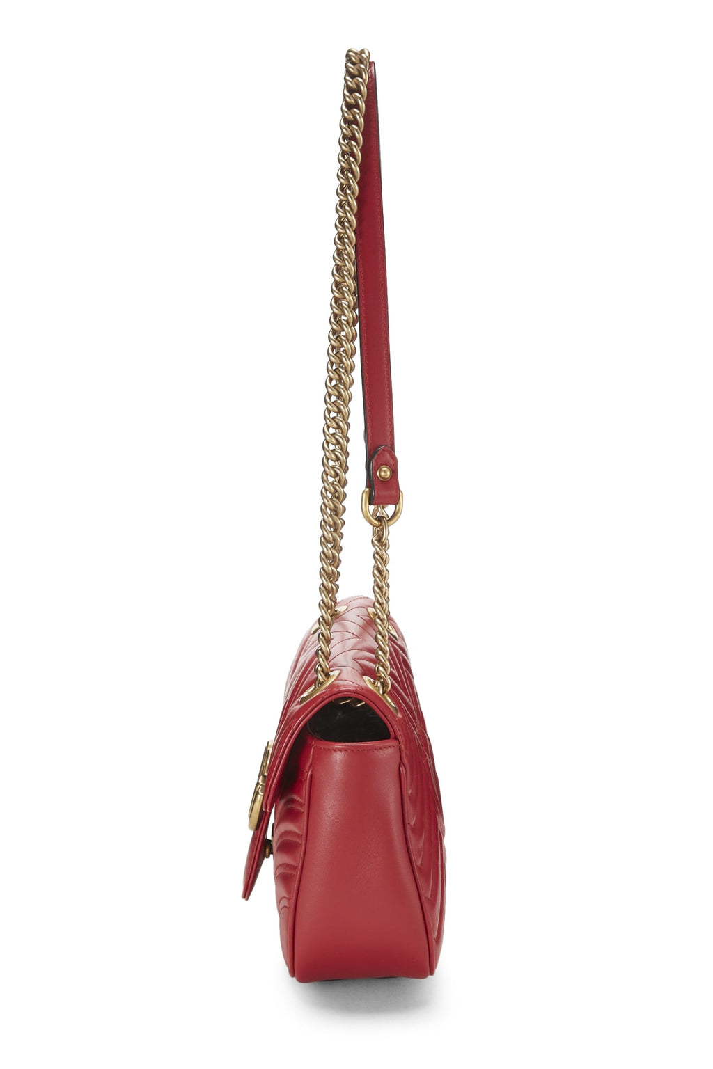 Gucci,  Red Leather GG Marmont MatelassÃƒÆ’Ã‚Â© Shoulder Bag Small, Red