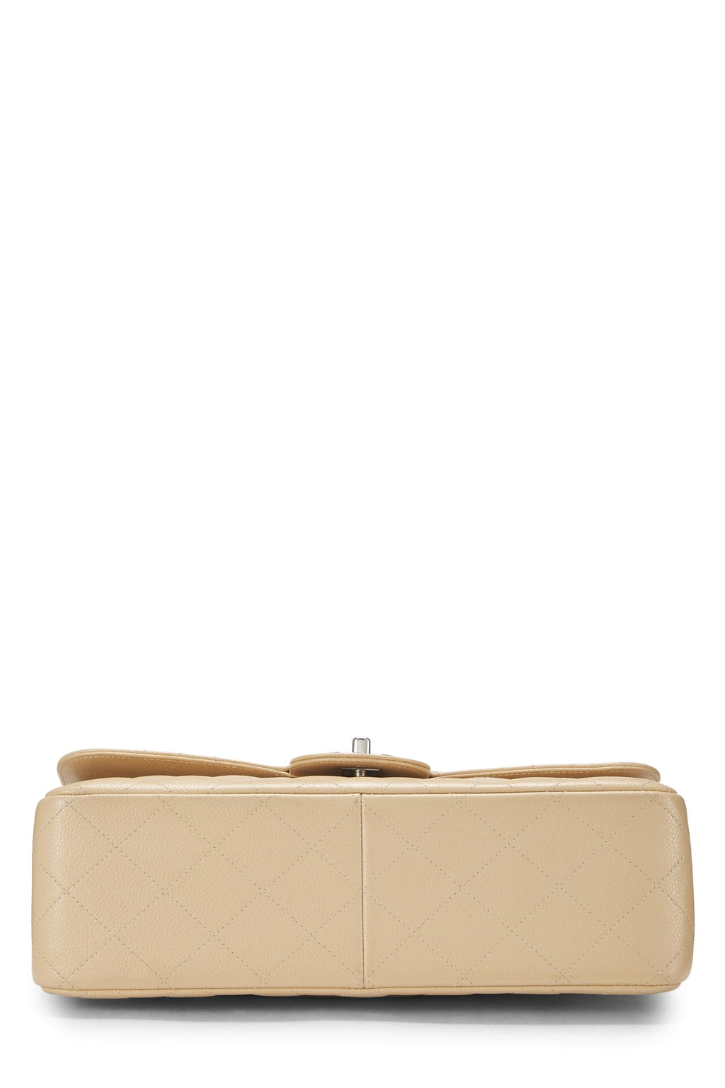 Chanel,  Beige Quilted Caviar New Classic Double Flap Jumbo, Beige