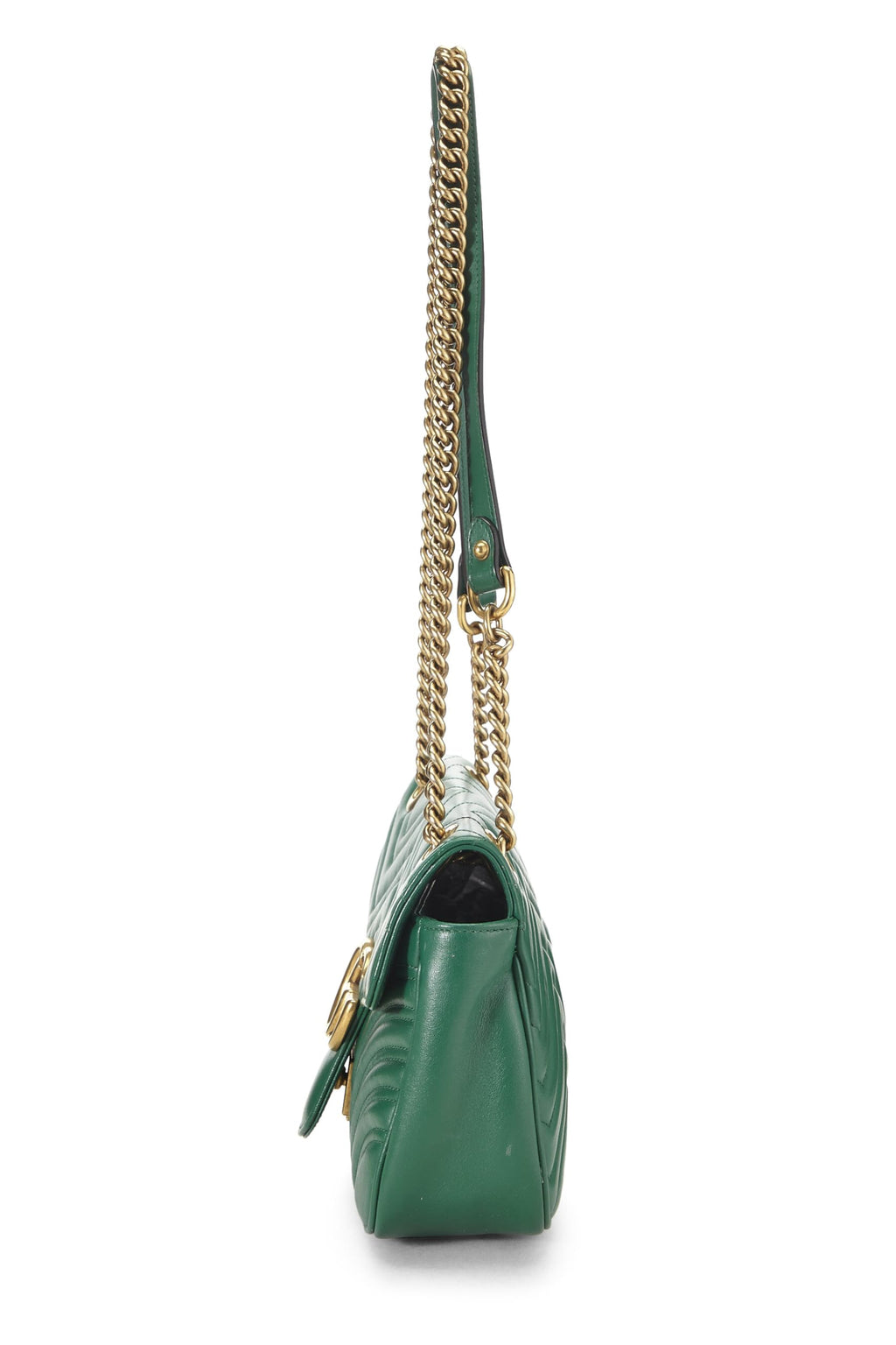 Gucci,  Green Leather MatelassÃƒÆ’Ã‚Â© Marmont Shoulder Bag Small, Green
