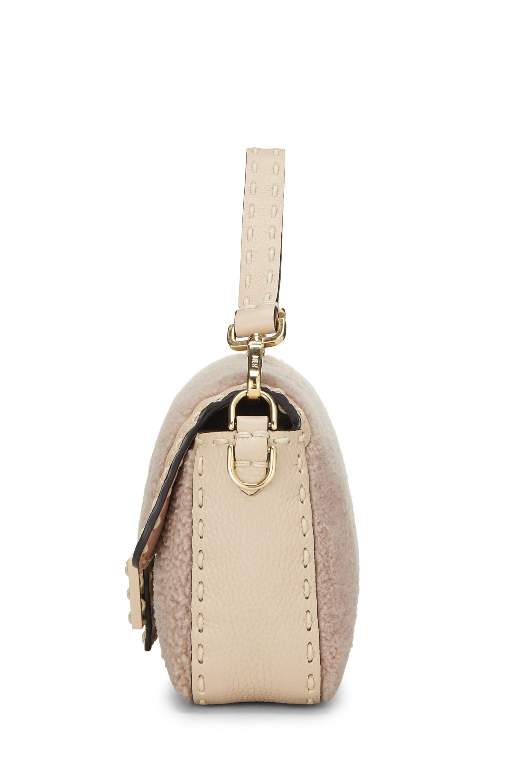 ,  Pink Shearling Baguette Crossbody, Pink