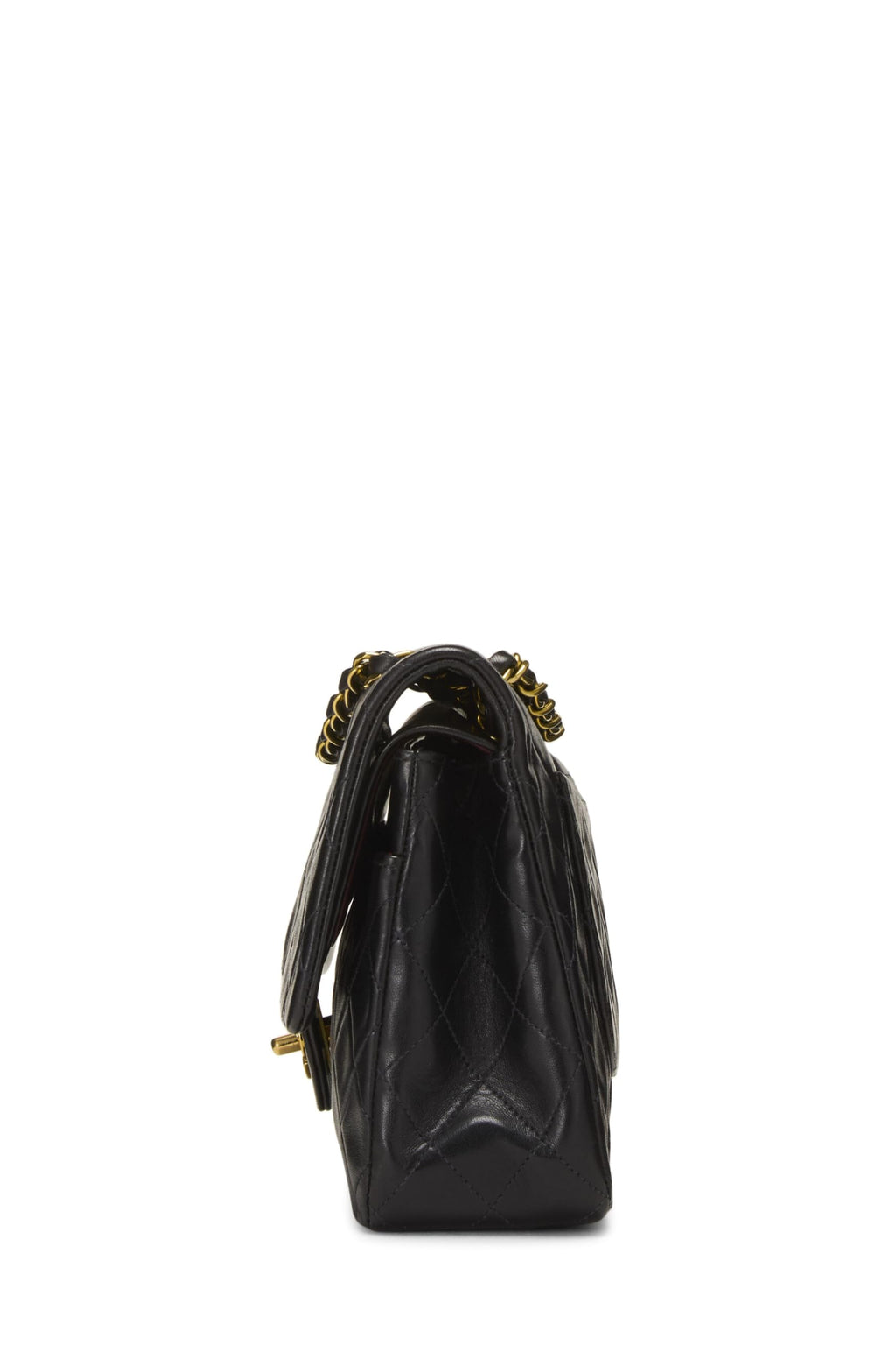 Chanel,  Black Quilted Lambskin Classic Double Flap Medium, Black