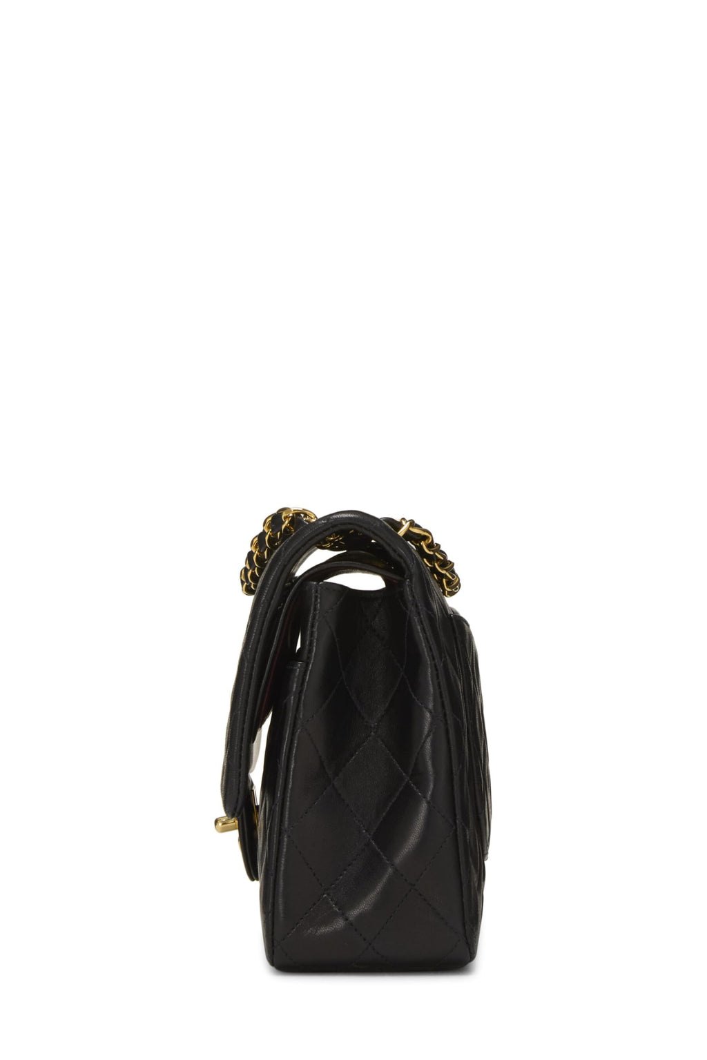 Chanel,  Black Quilted Lambskin Classic Double Flap Medium, Black