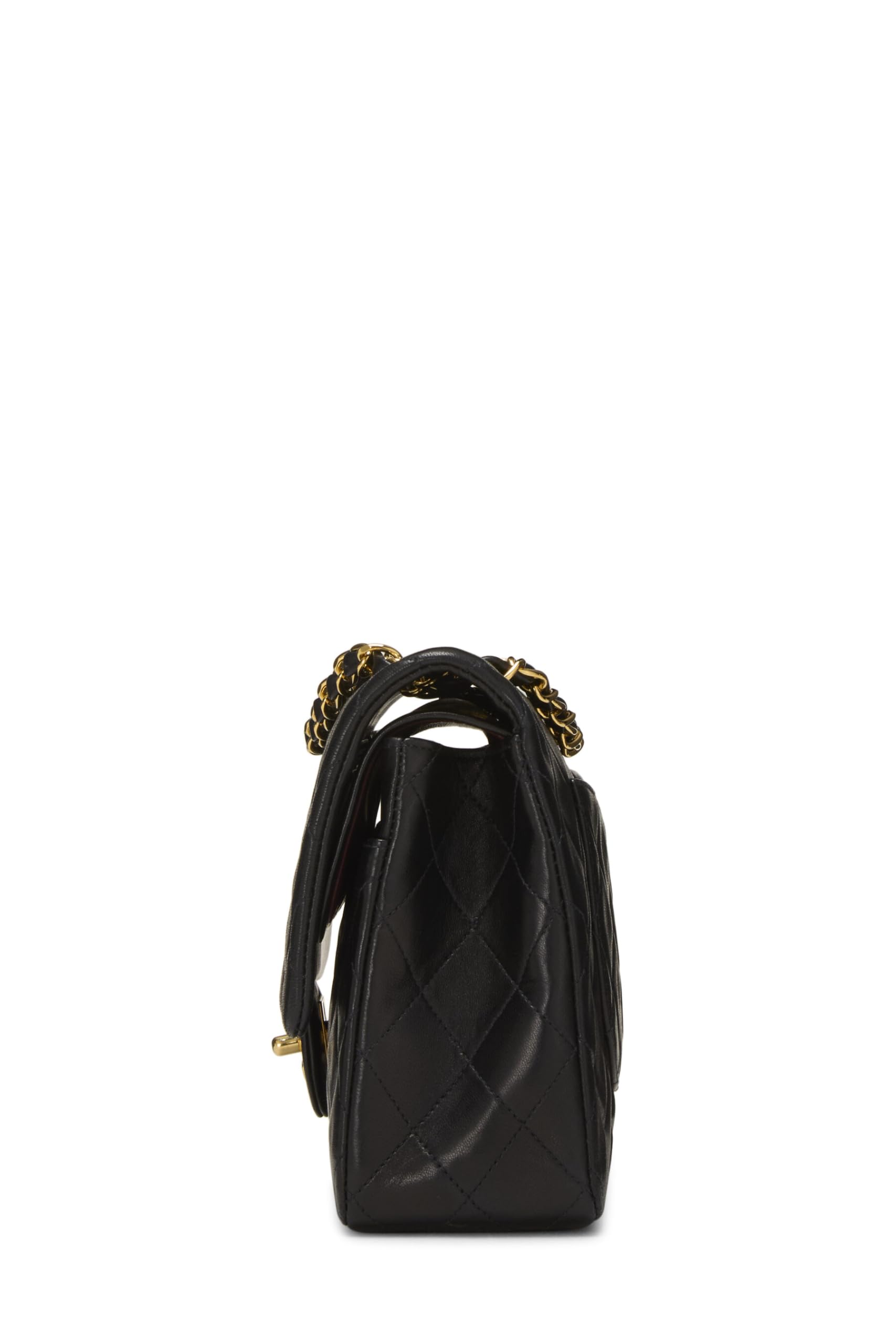 Chanel,  Black Quilted Lambskin Classic Double Flap Medium, Black