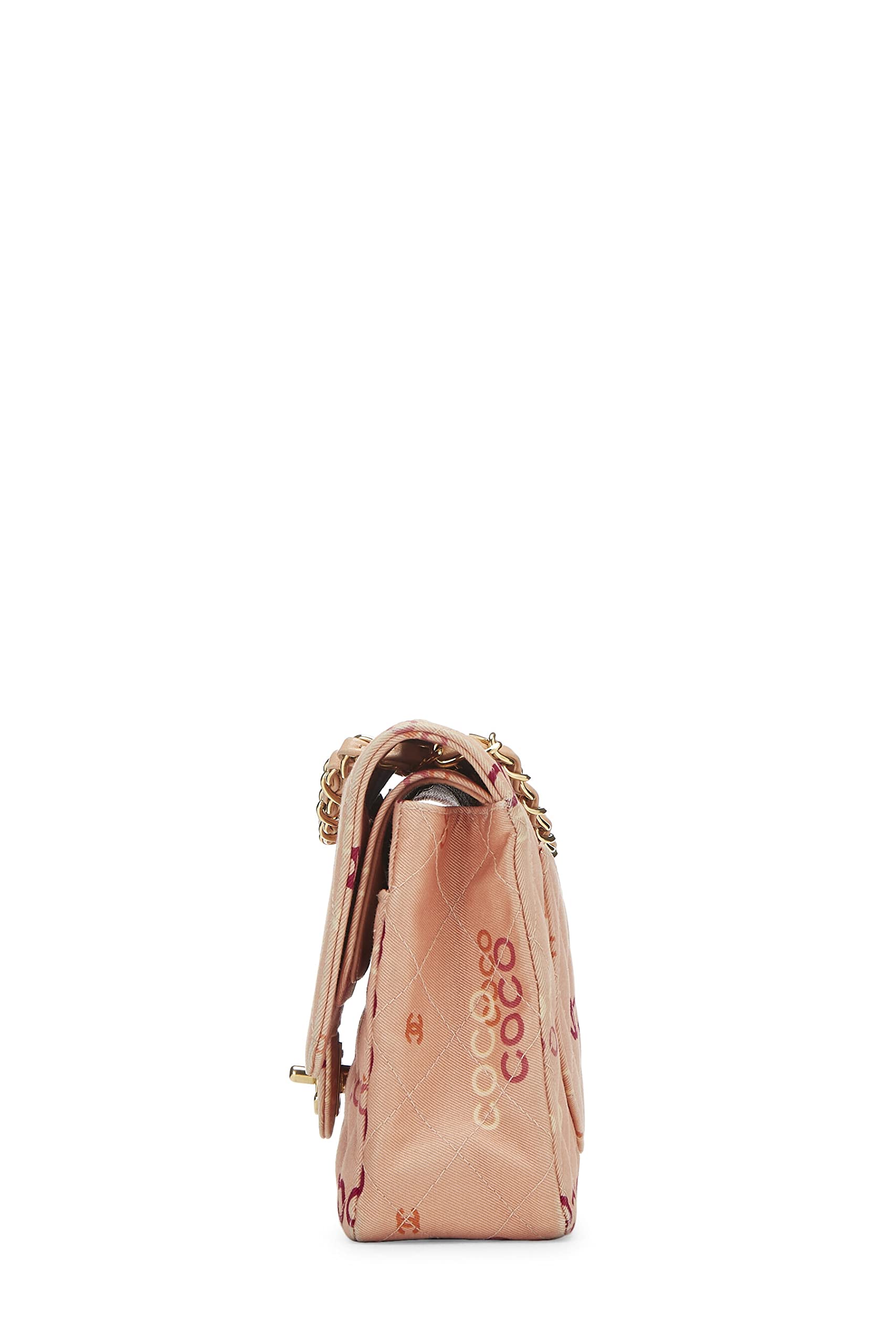 Chanel,  Pink Quilted Canvas Coco Classic Double Flap Medium, Pink