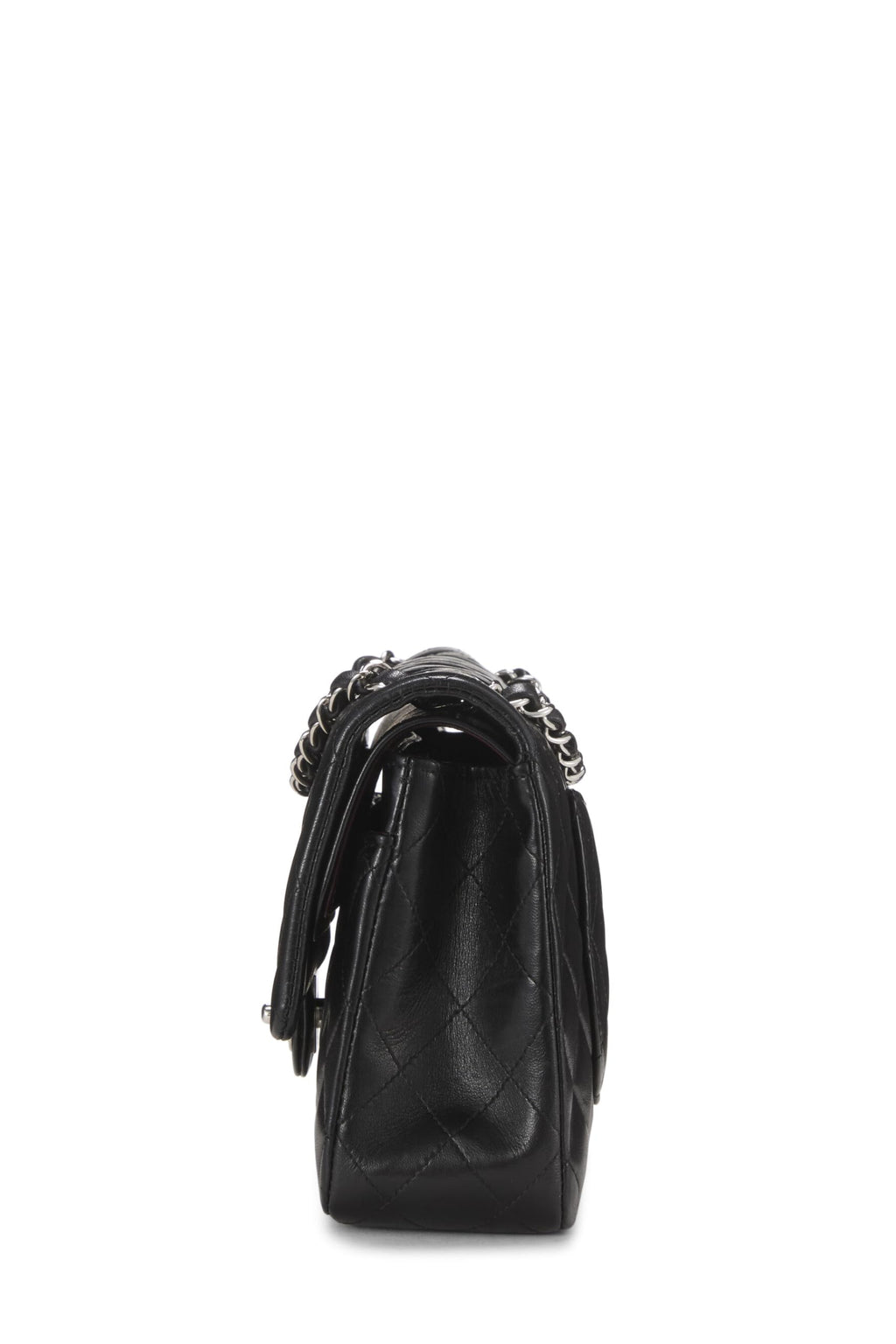 Chanel,  Black Quilted Lambskin Classic Double Flap Medium, Black