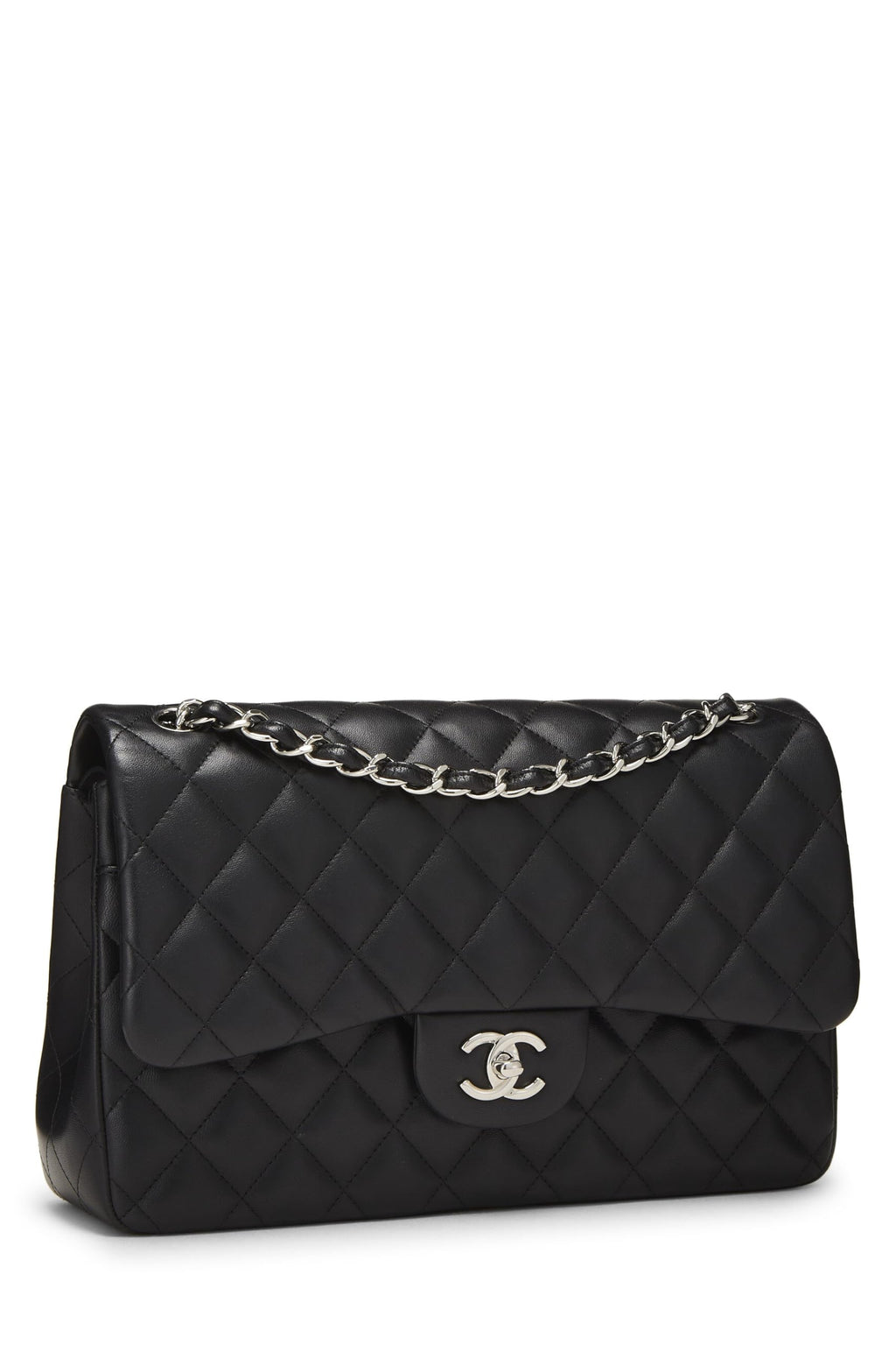 Chanel,  Black Quilted Lambskin New Classic Double Flap Jumbo, Black