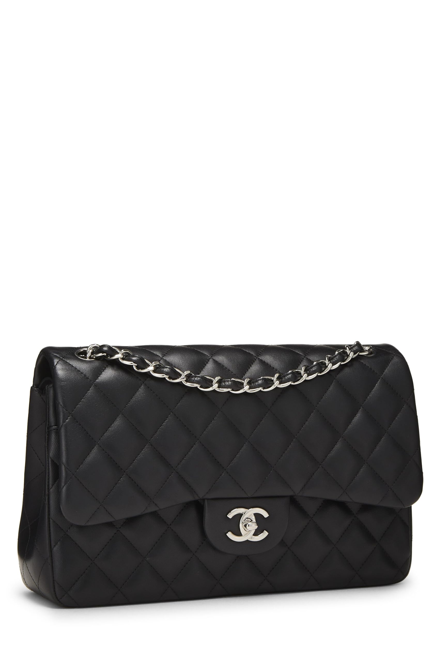Chanel,  Black Quilted Lambskin New Classic Double Flap Jumbo, Black