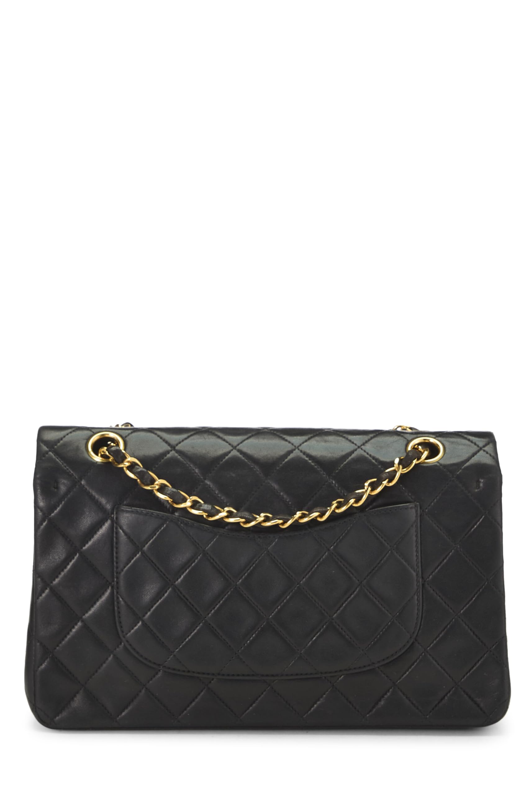 Chanel,  Black Quilted Lambskin Classic Double Flap Medium, Black