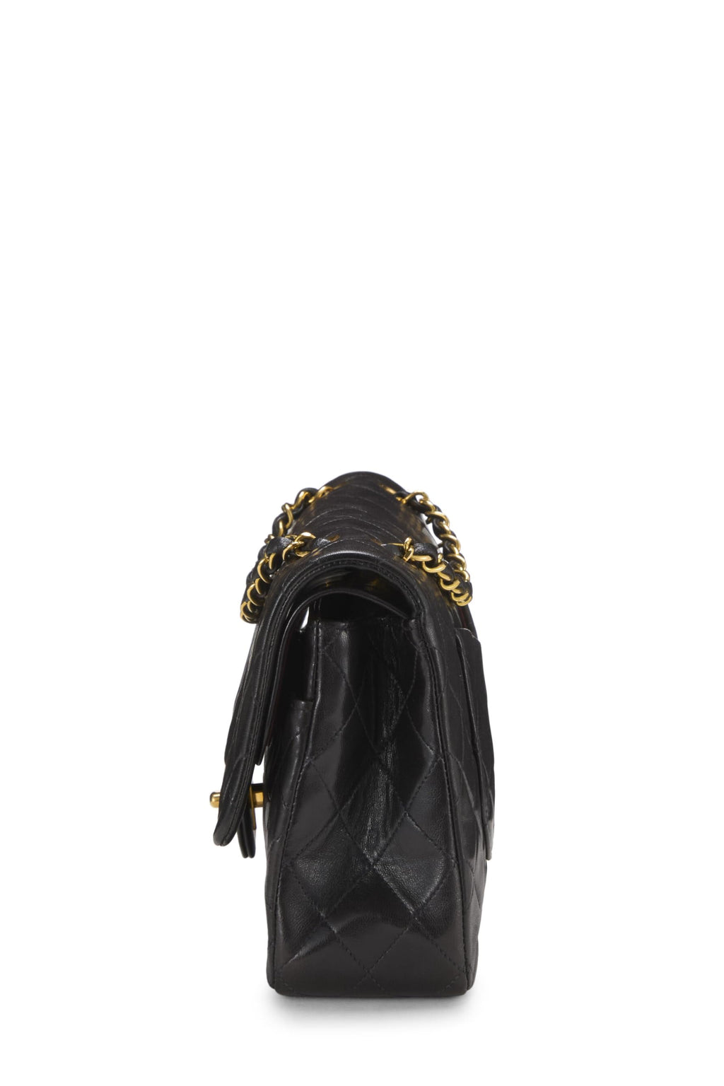 Chanel,  Black Quilted Lambskin Classic Double Flap Medium, Black