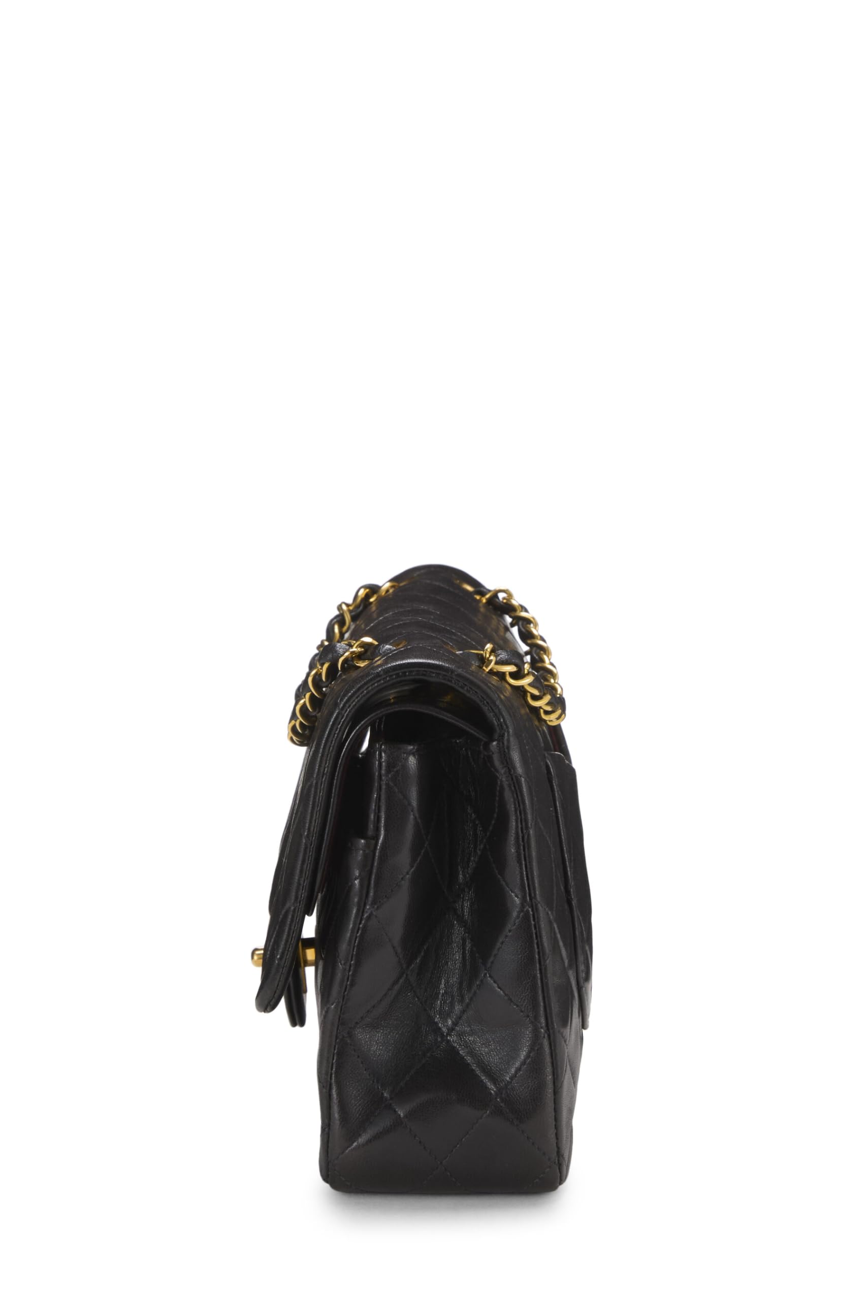 Chanel,  Black Quilted Lambskin Classic Double Flap Medium, Black
