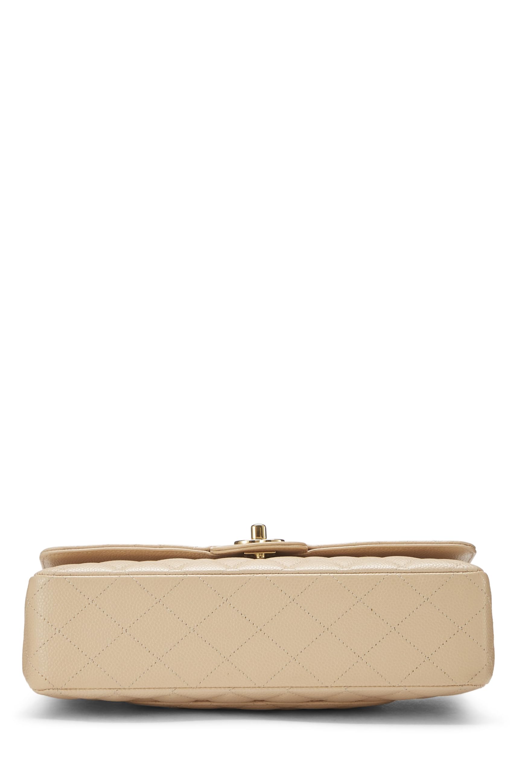 Chanel,  Beige Quilted Caviar Classic Double Flap Medium, Beige