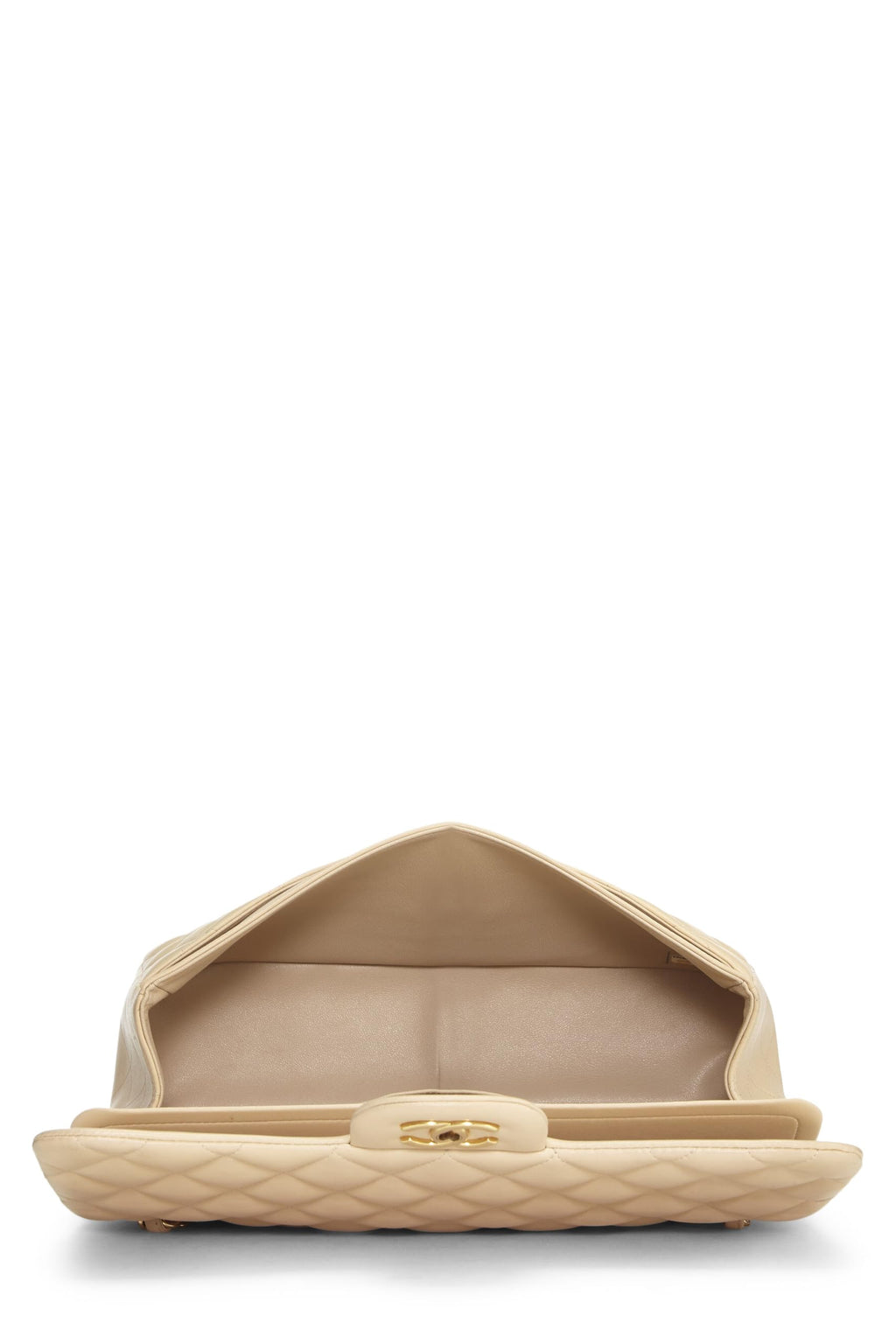 Chanel,  Beige Quilted Lambskin New Classic Double Flap Jumbo, Beige
