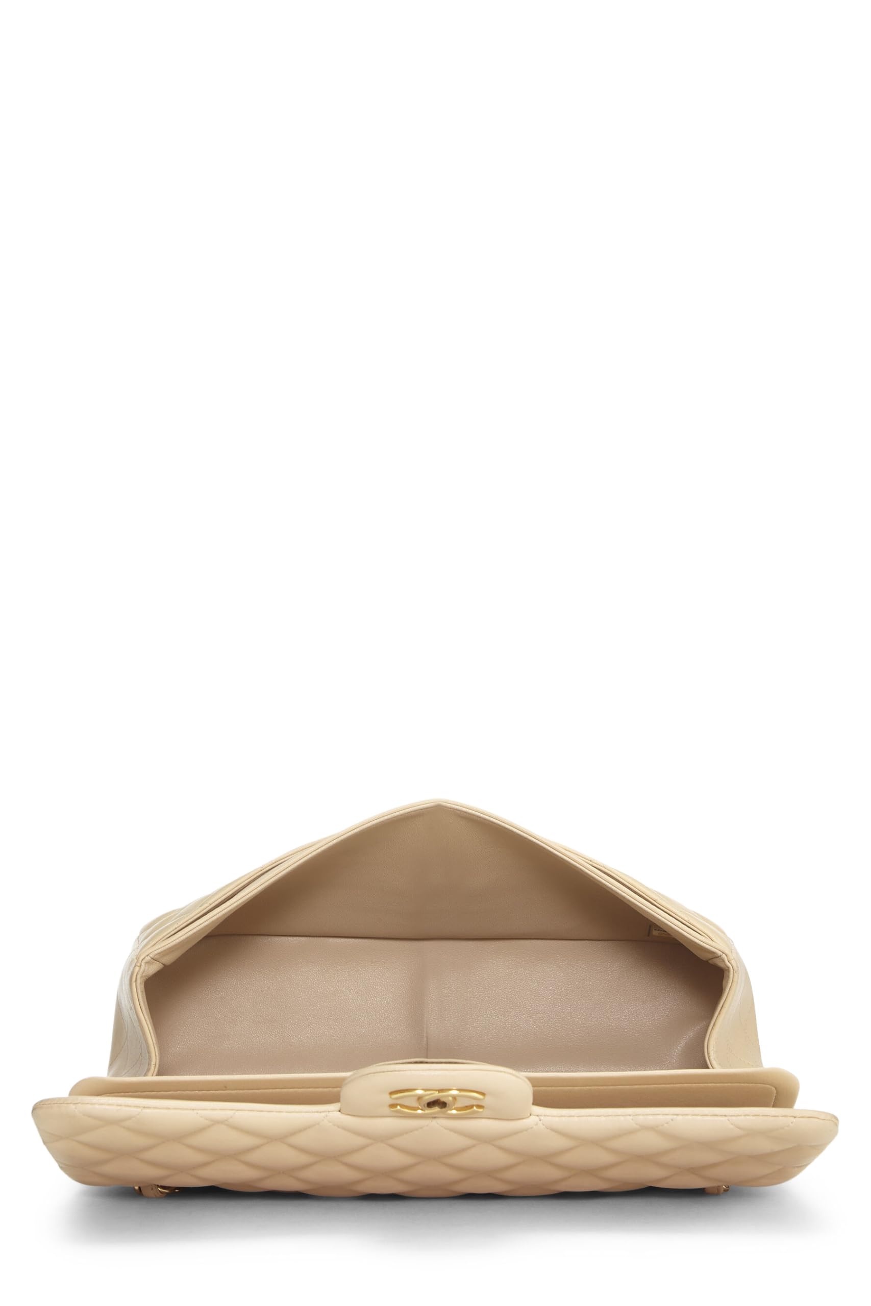 Chanel,  Beige Quilted Lambskin New Classic Double Flap Jumbo, Beige