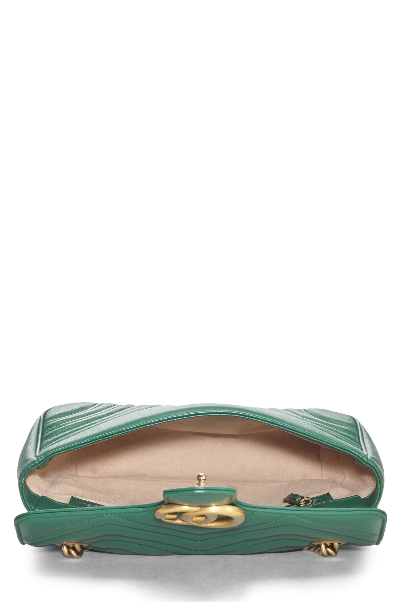 Gucci,  Green Leather MatelassÃƒÆ’Ã‚Â© Marmont Shoulder Bag Small, Green
