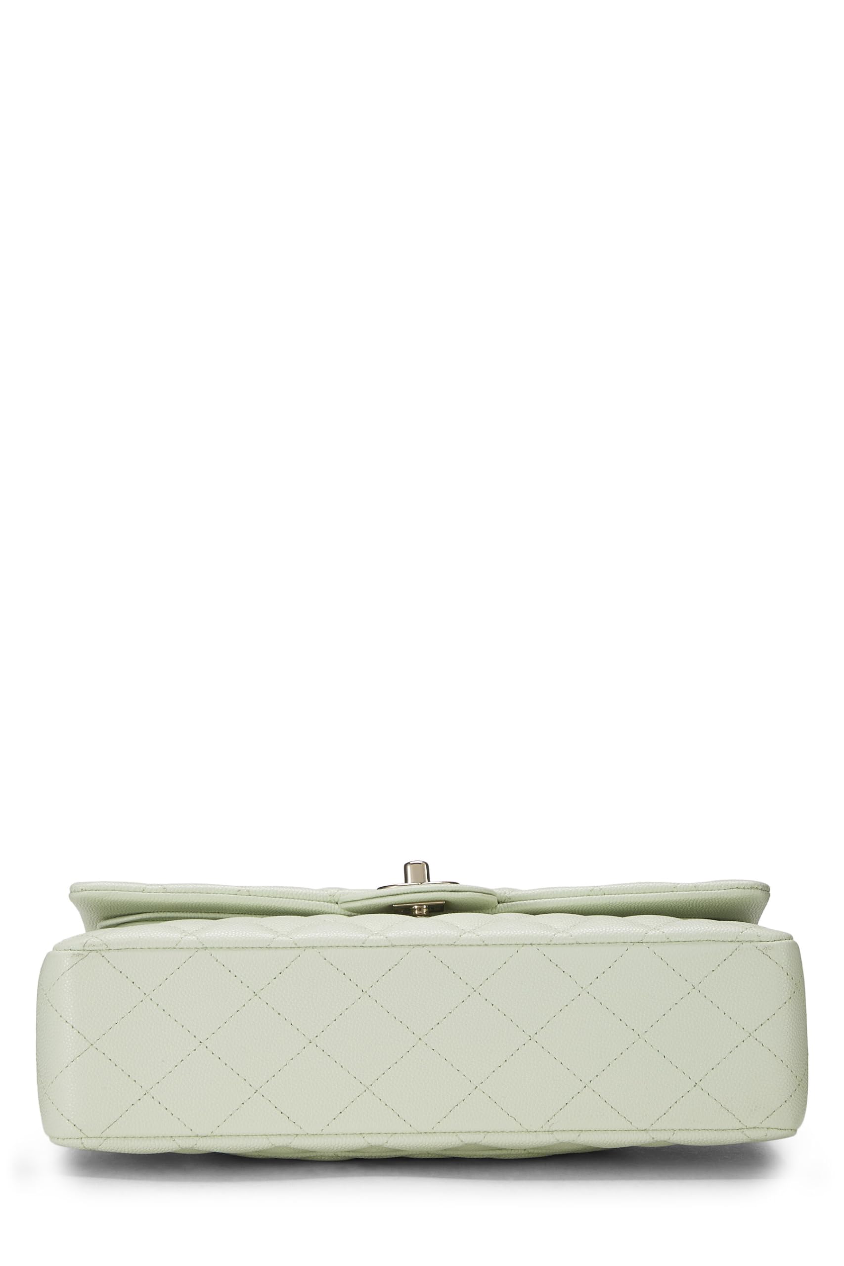 Chanel,  Green Quilted Caviar Classic Double Flap Medium, Green