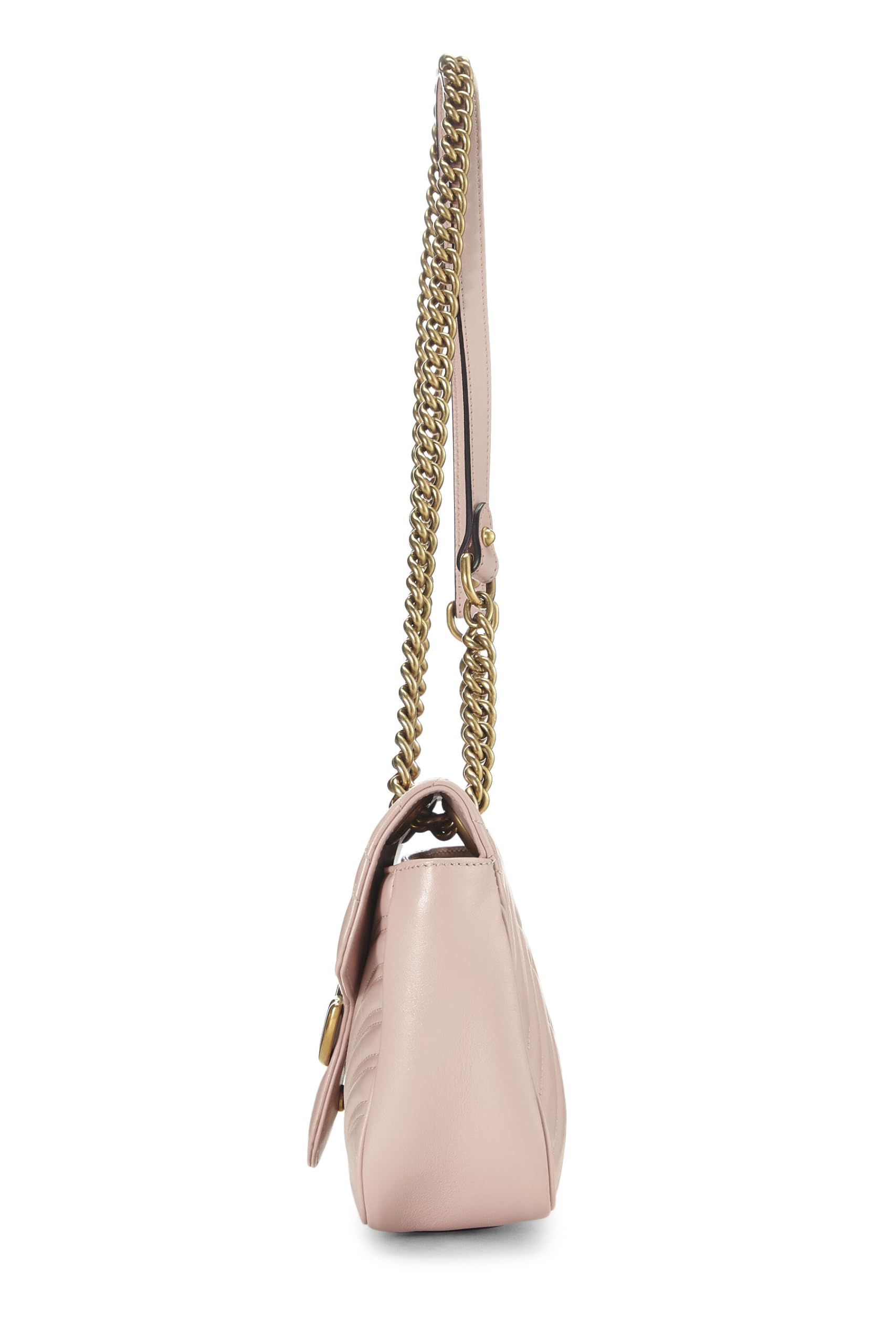 Gucci,  Pink Leather GG Marmont Shoulder Bag Small, Pink