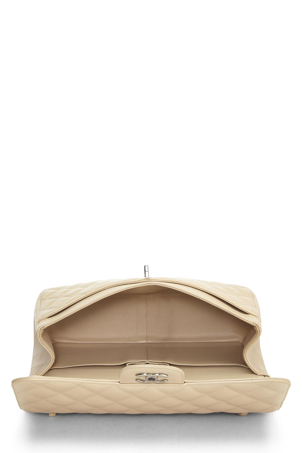 Chanel,  Beige Quilted Caviar New Classic Flap Jumbo, Beige