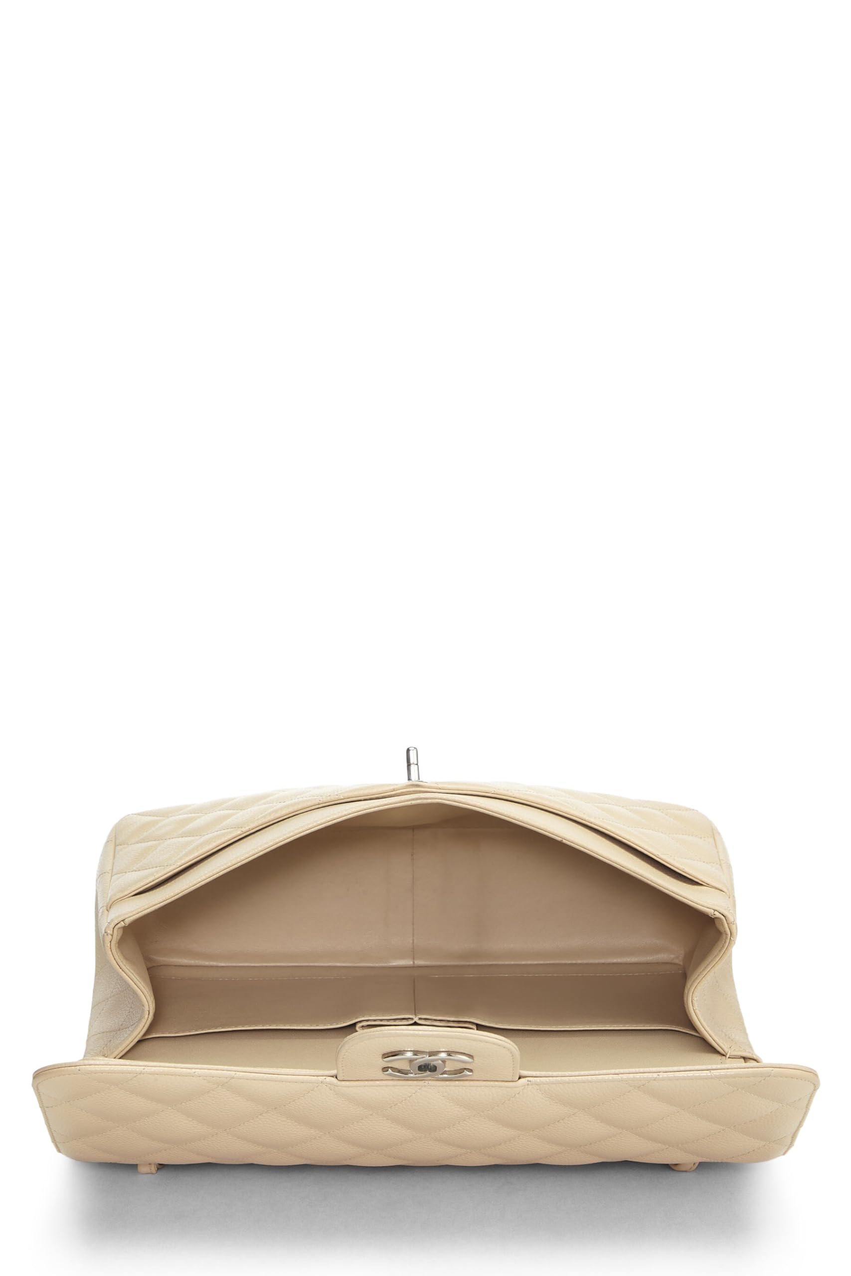Chanel,  Beige Quilted Caviar New Classic Flap Jumbo, Beige