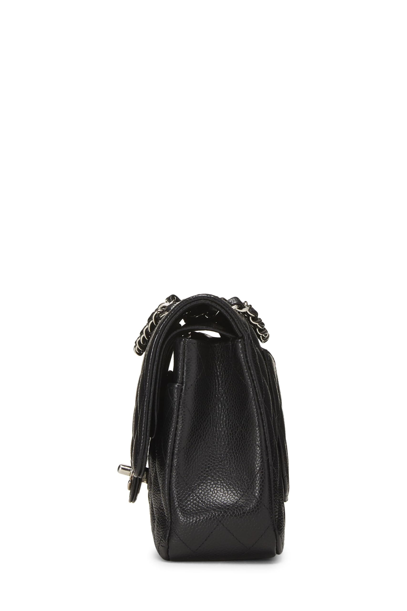 Chanel,  Black Quilted Caviar Classic Double Flap Medium, Black