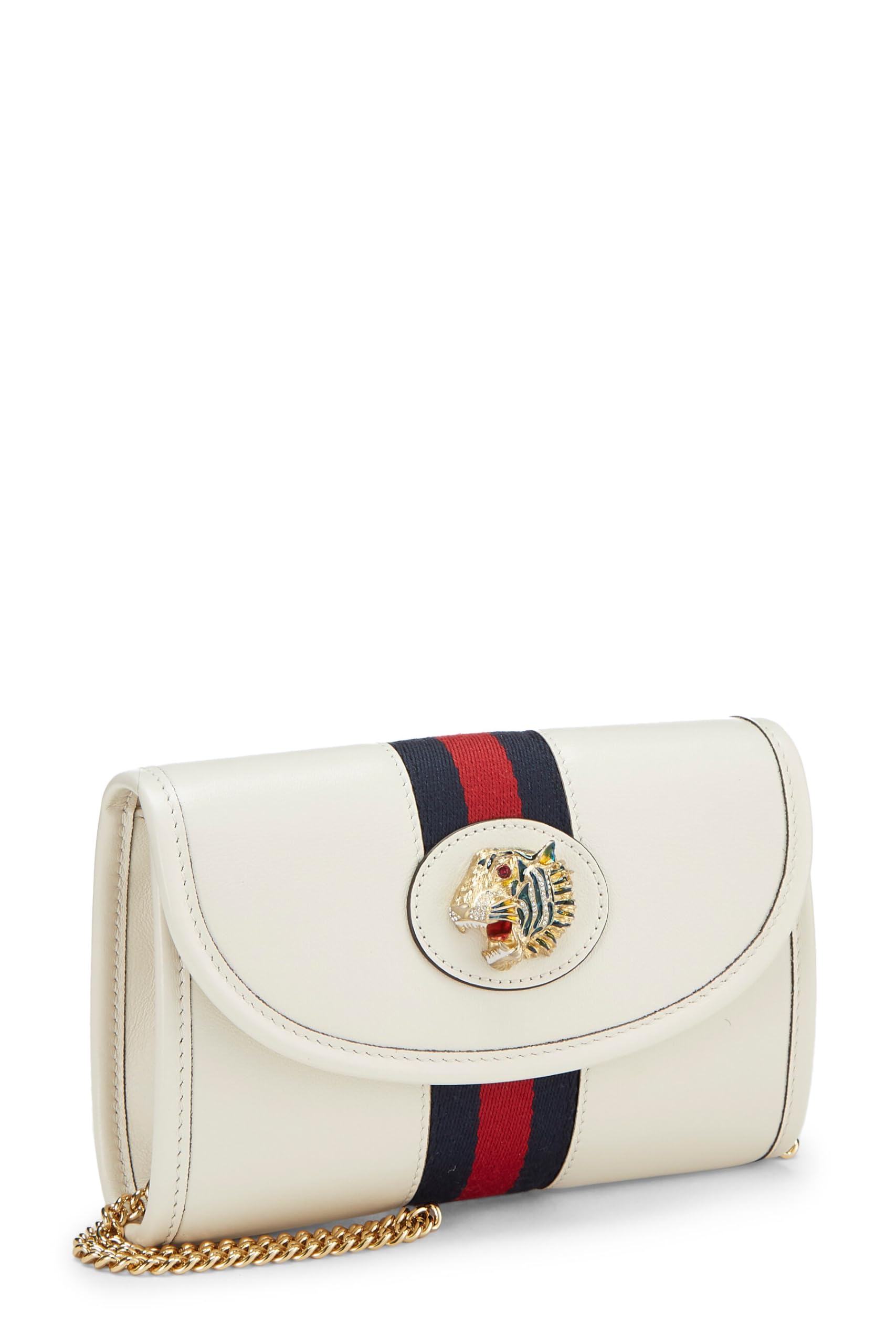 Gucci,  White Leather Web Rajah Shoulder Bag Mini, White