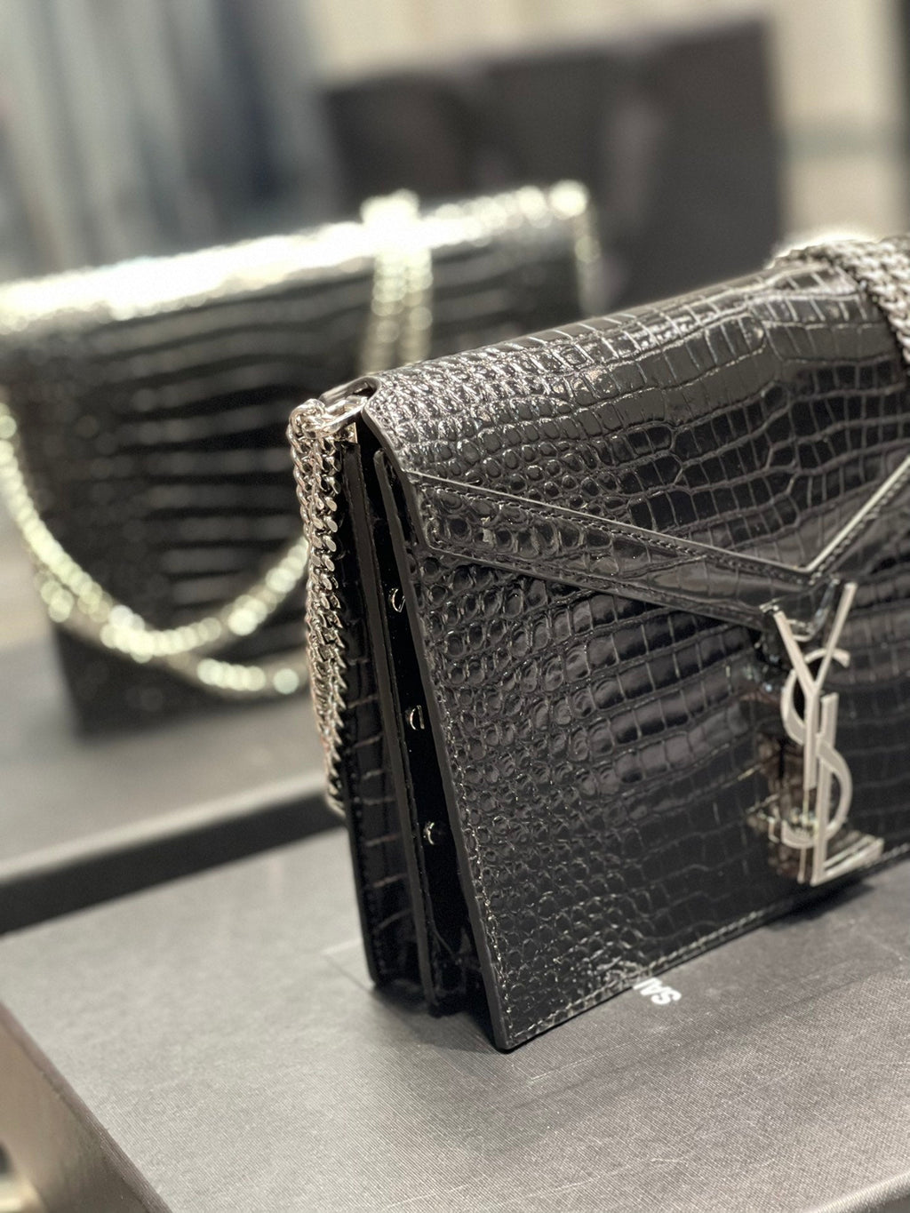YSSL Cassandra Medium Chain Bag Black For Women 8in/22cm YSL