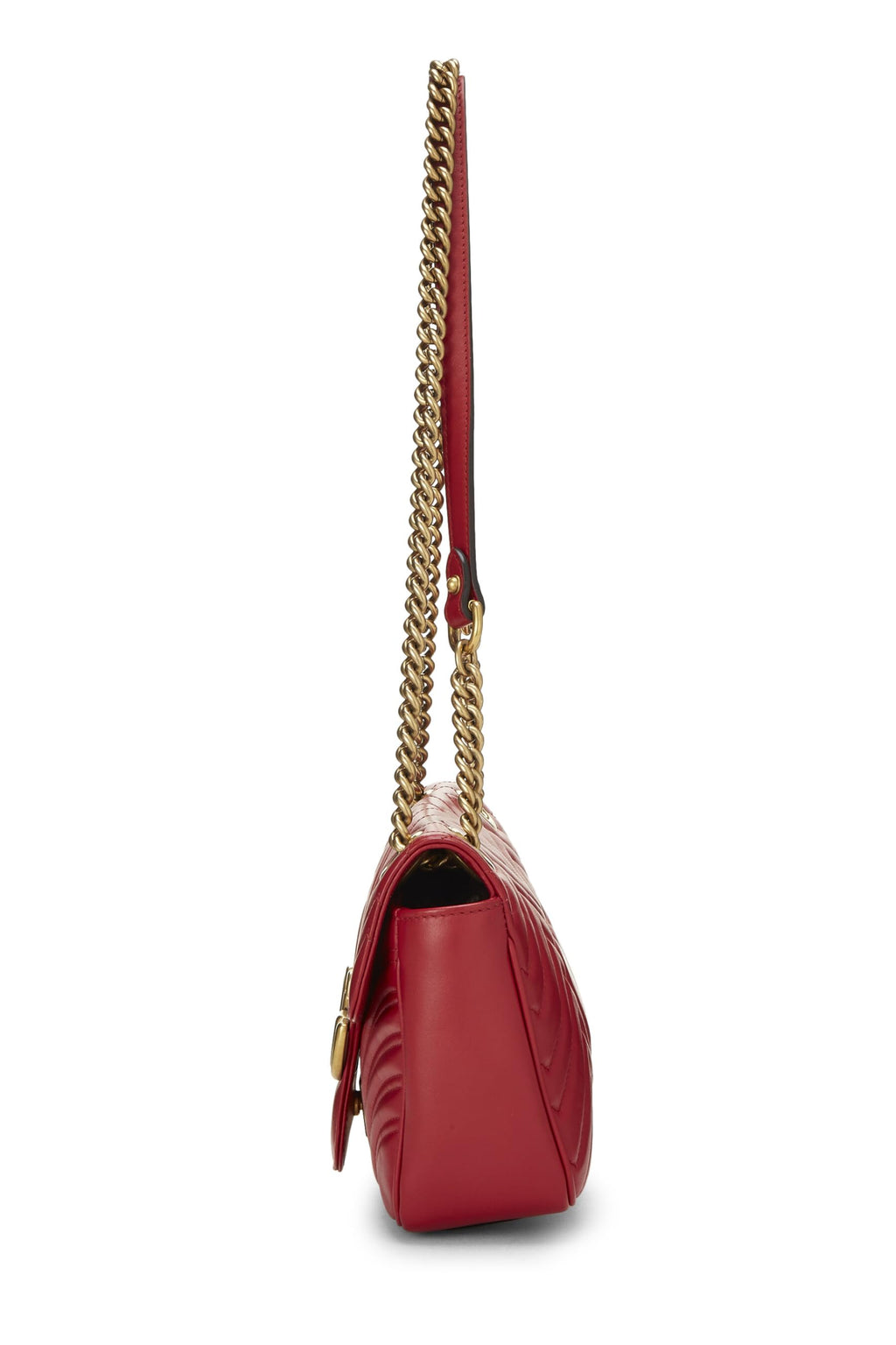 Gucci,  Red Leather GG Marmont Shoulder Bag Small, Red