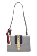 Gucci,  Grey Leather Web SyLouis Vuittonie Shoulder Bag Small, Grey