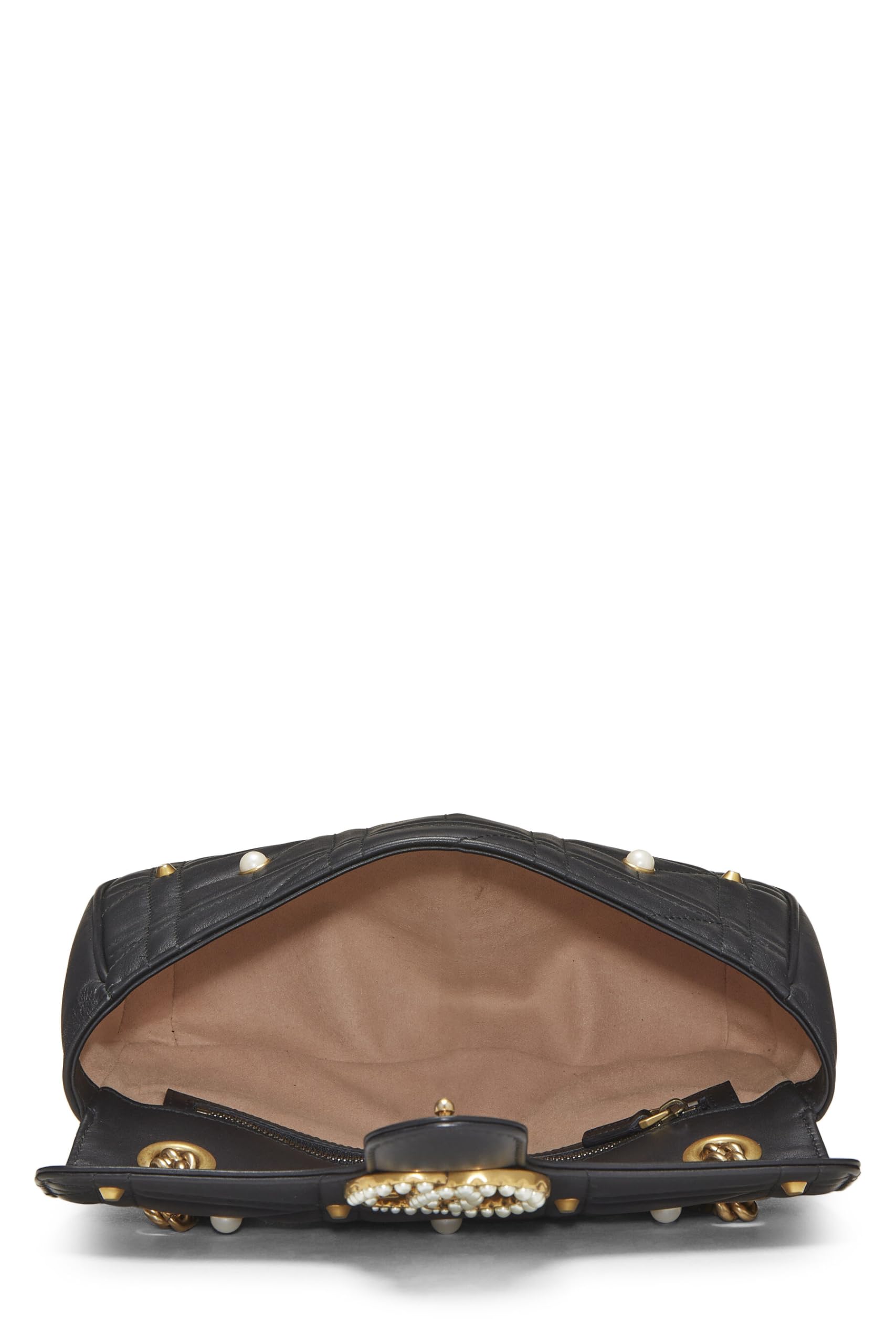 Gucci,  Black Faux Pearl MatelassÃƒÆ’Ã‚Â© Leather Marmont Shoulder Bag Small, Black
