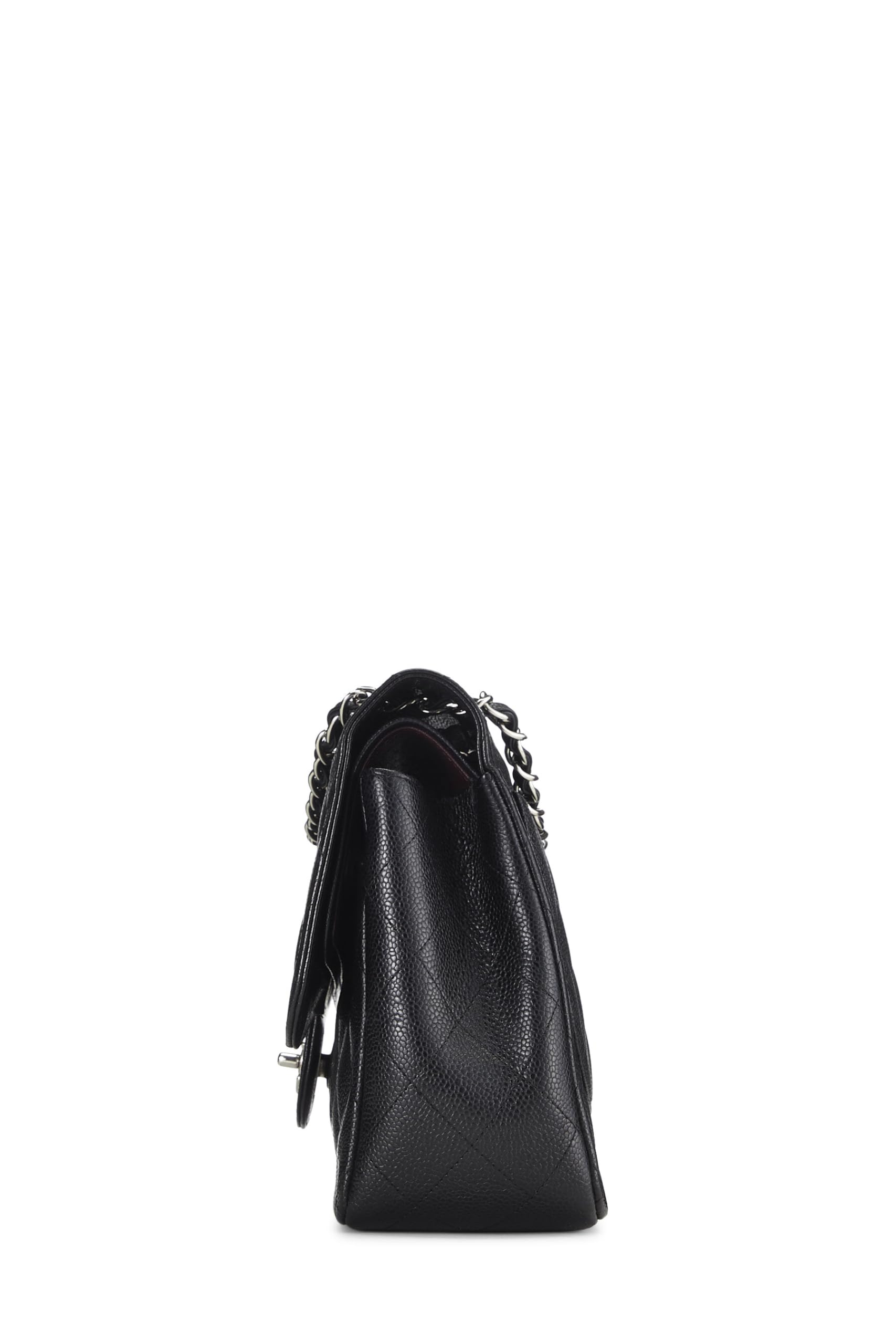 Chanel,  Black Quilted Caviar New Classic Double Flap Jumbo, Black