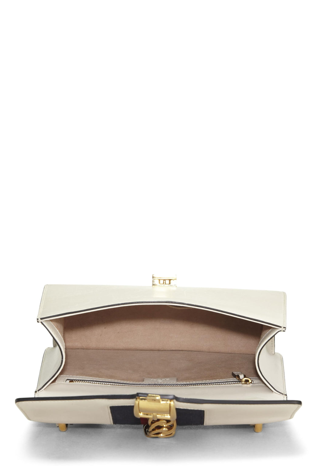 Gucci,  White Leather SyLouis Vuittonie Shoulder Bag Small, White