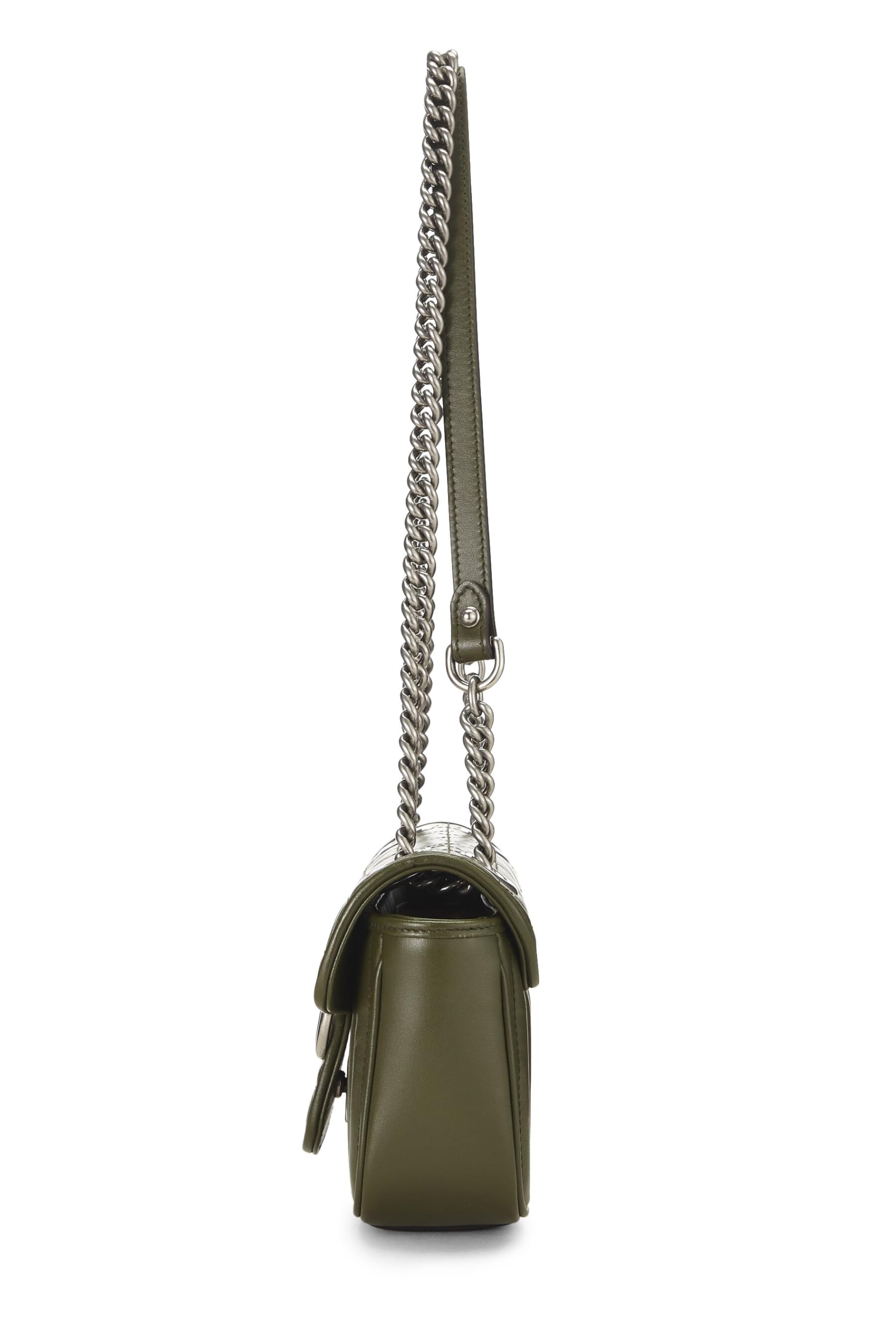 Gucci,  Green Leather Gucci Marmont Crossbody Bag, Green