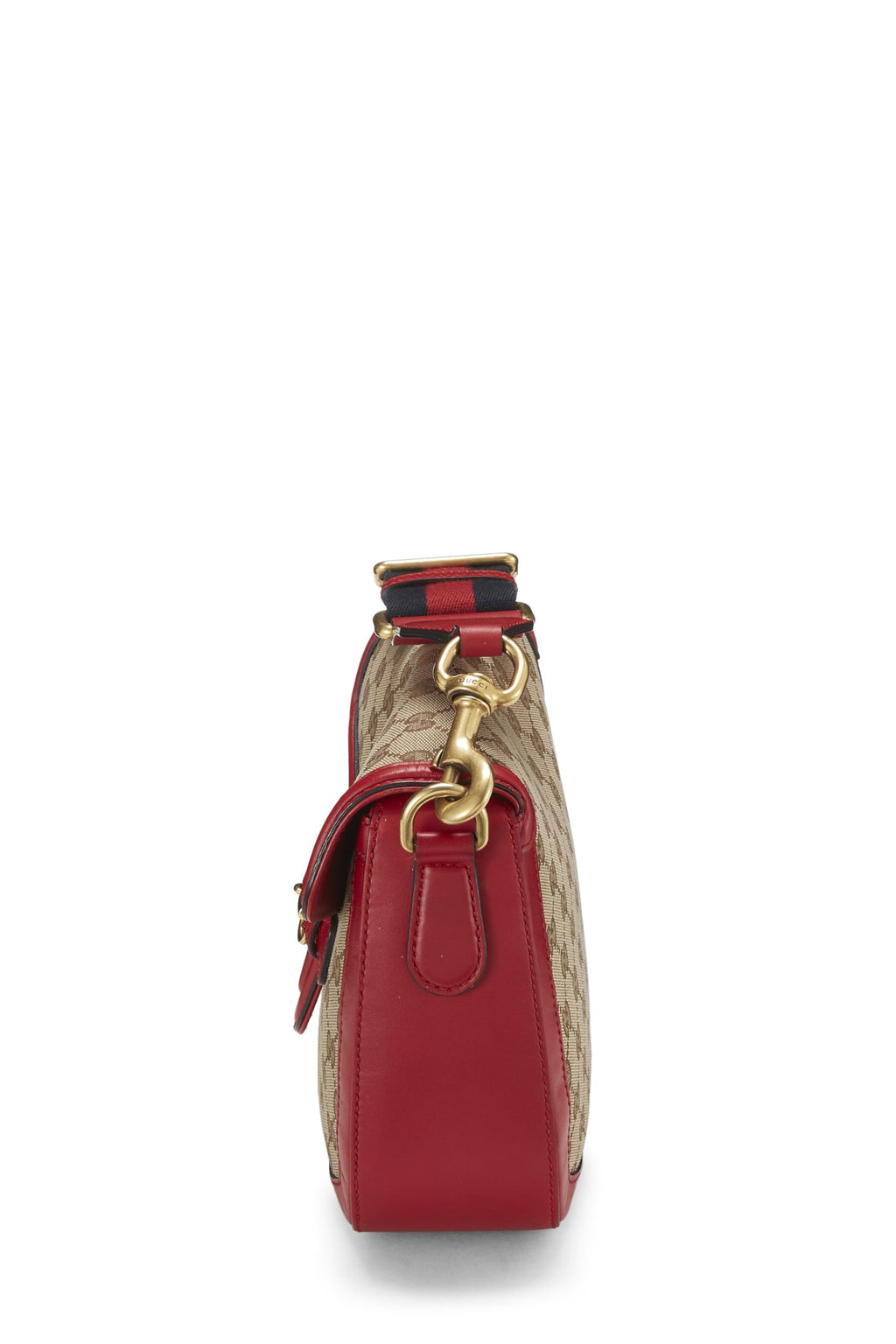 Gucci,  Red Original GG Canvas Lady Web Shoulder Bag Small, Red