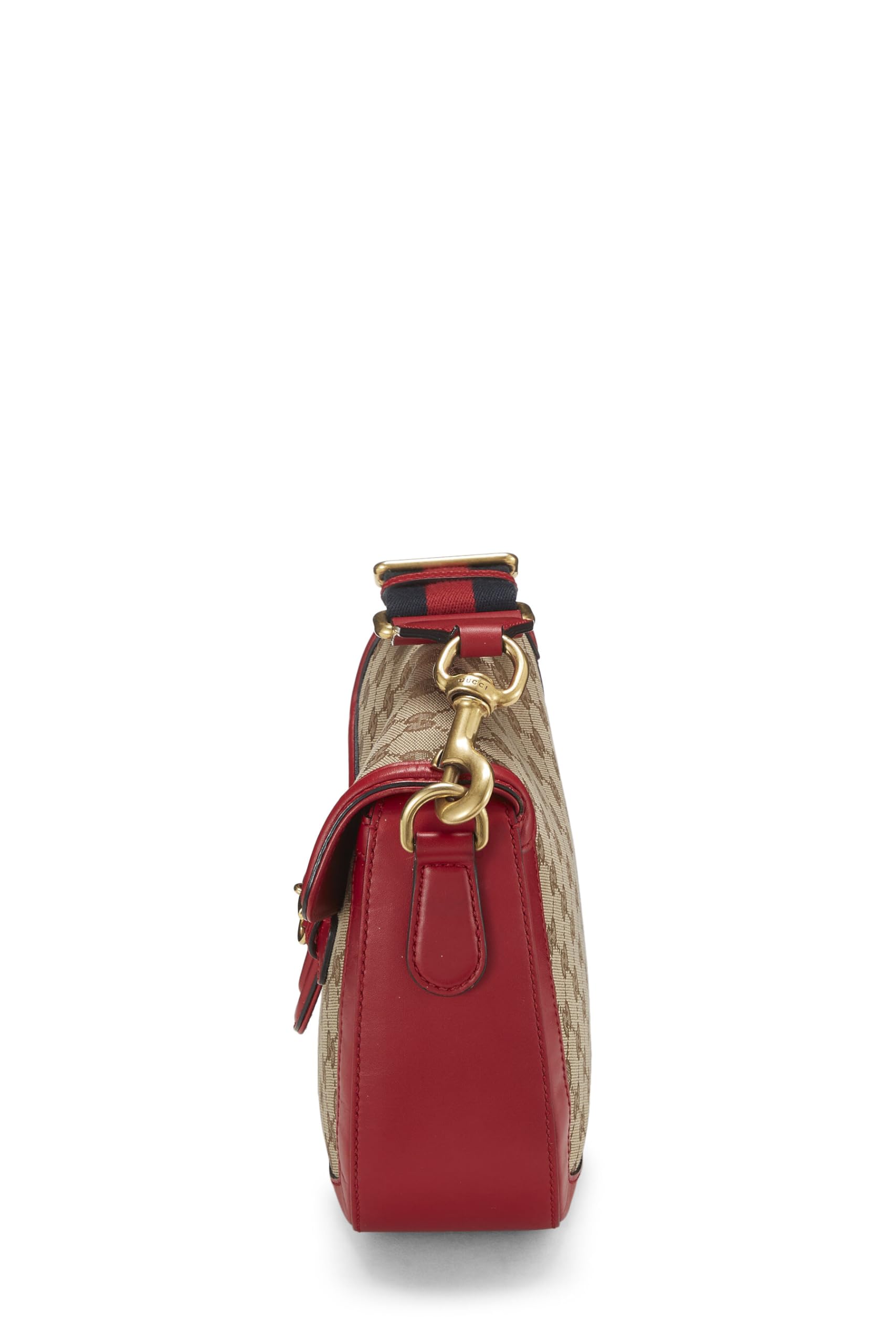 Gucci,  Red Original GG Canvas Lady Web Shoulder Bag Small, Red