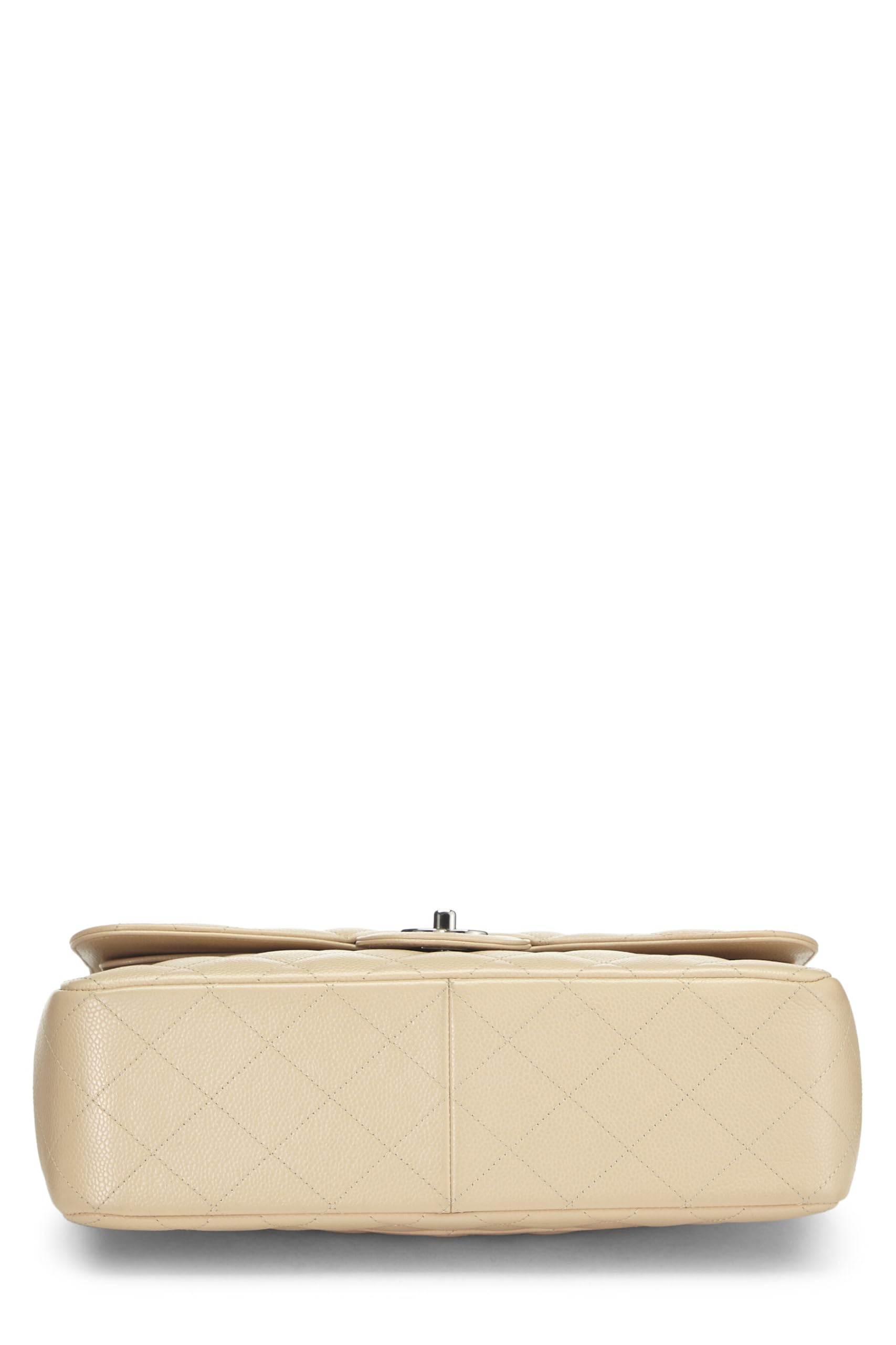 Chanel,  Beige Quilted Caviar New Classic Flap Jumbo, Beige